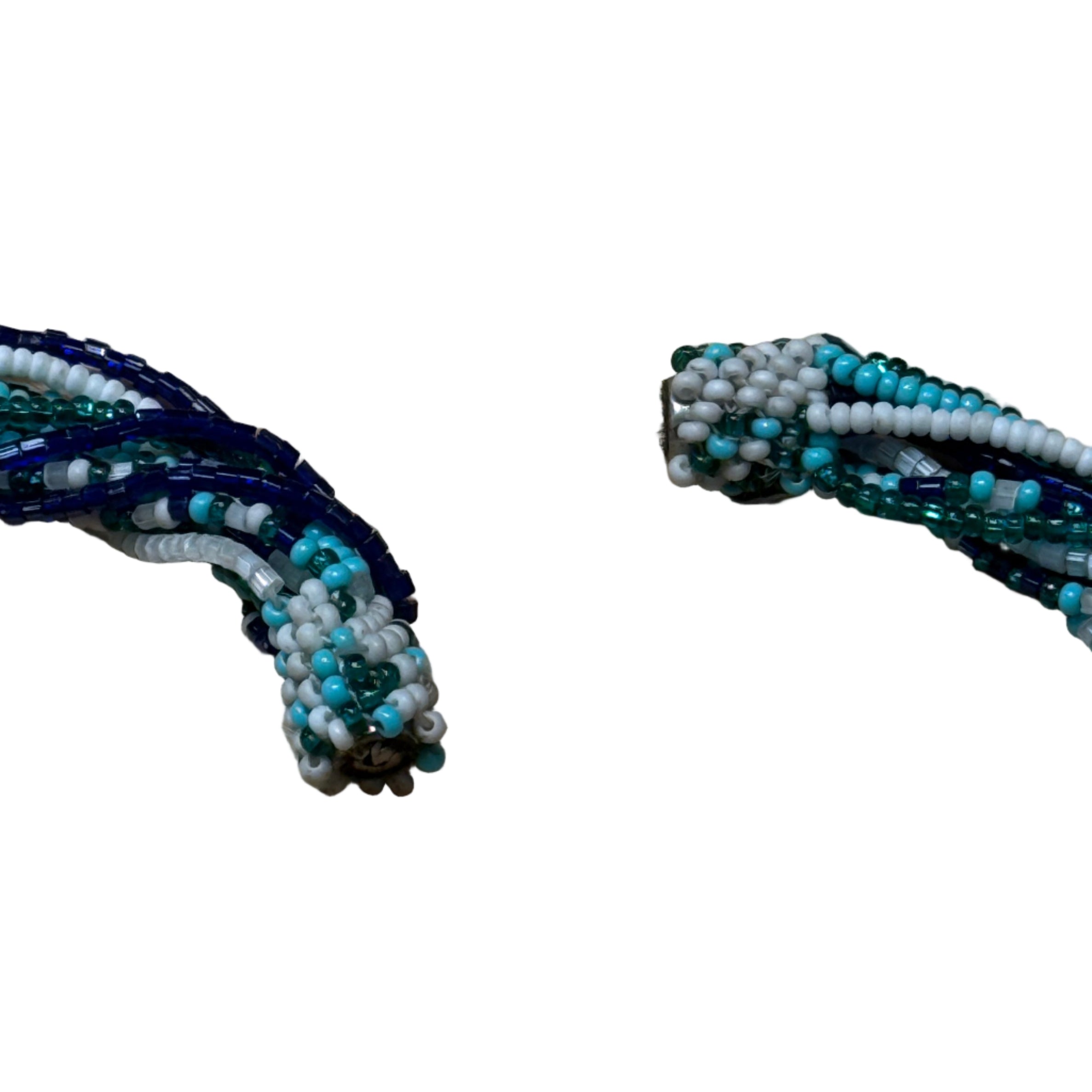 Handmade 12 Strand Blues Beaded Necklace Guatemala