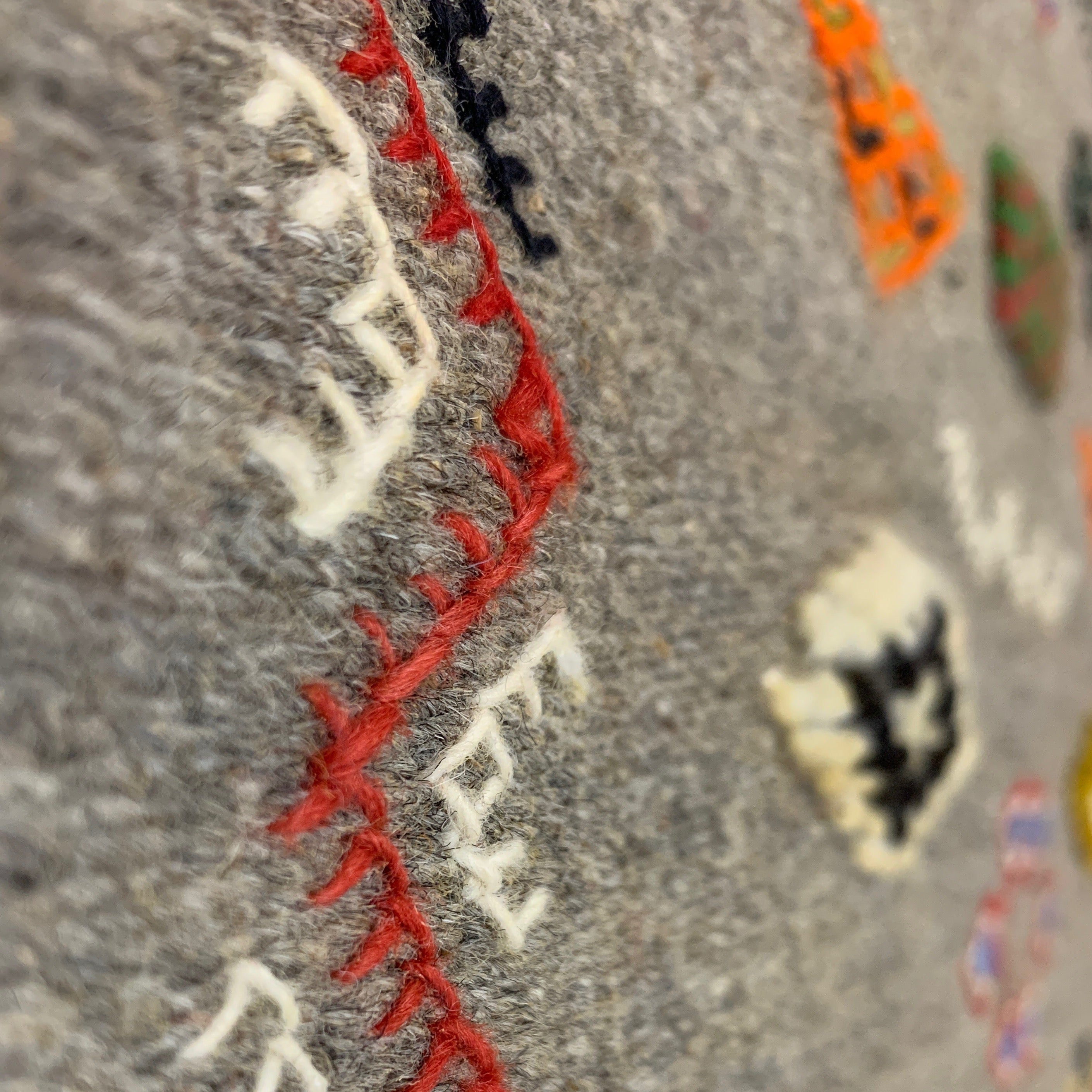 Handwoven Small Akhnif Grey Wool Rug