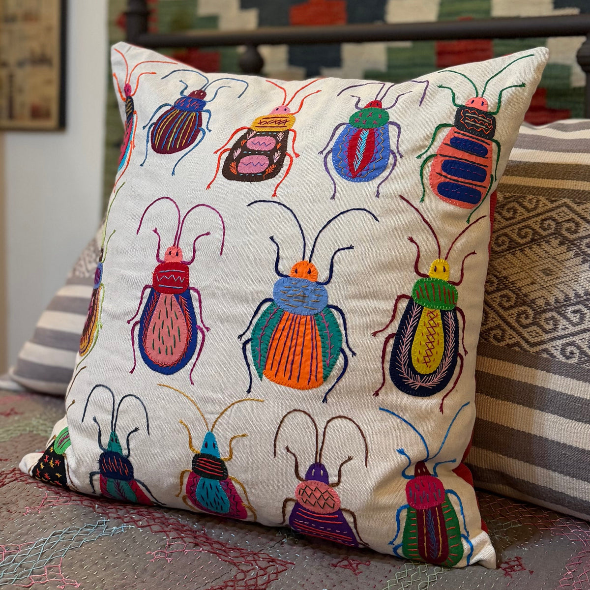 Embroidered Insect Pillow South Africa - D