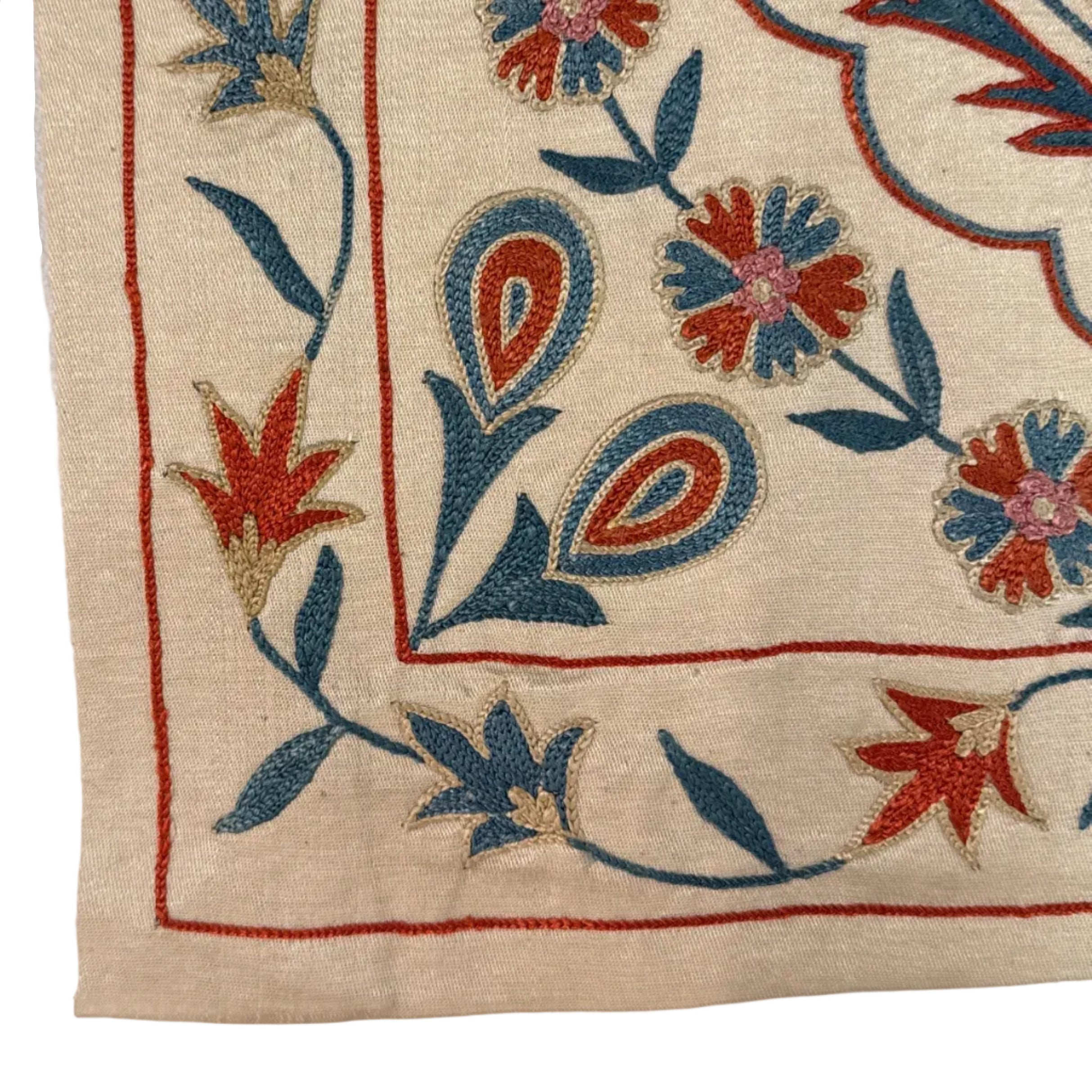 Silk Suzani Table Runner Uzbekistan (18x44)