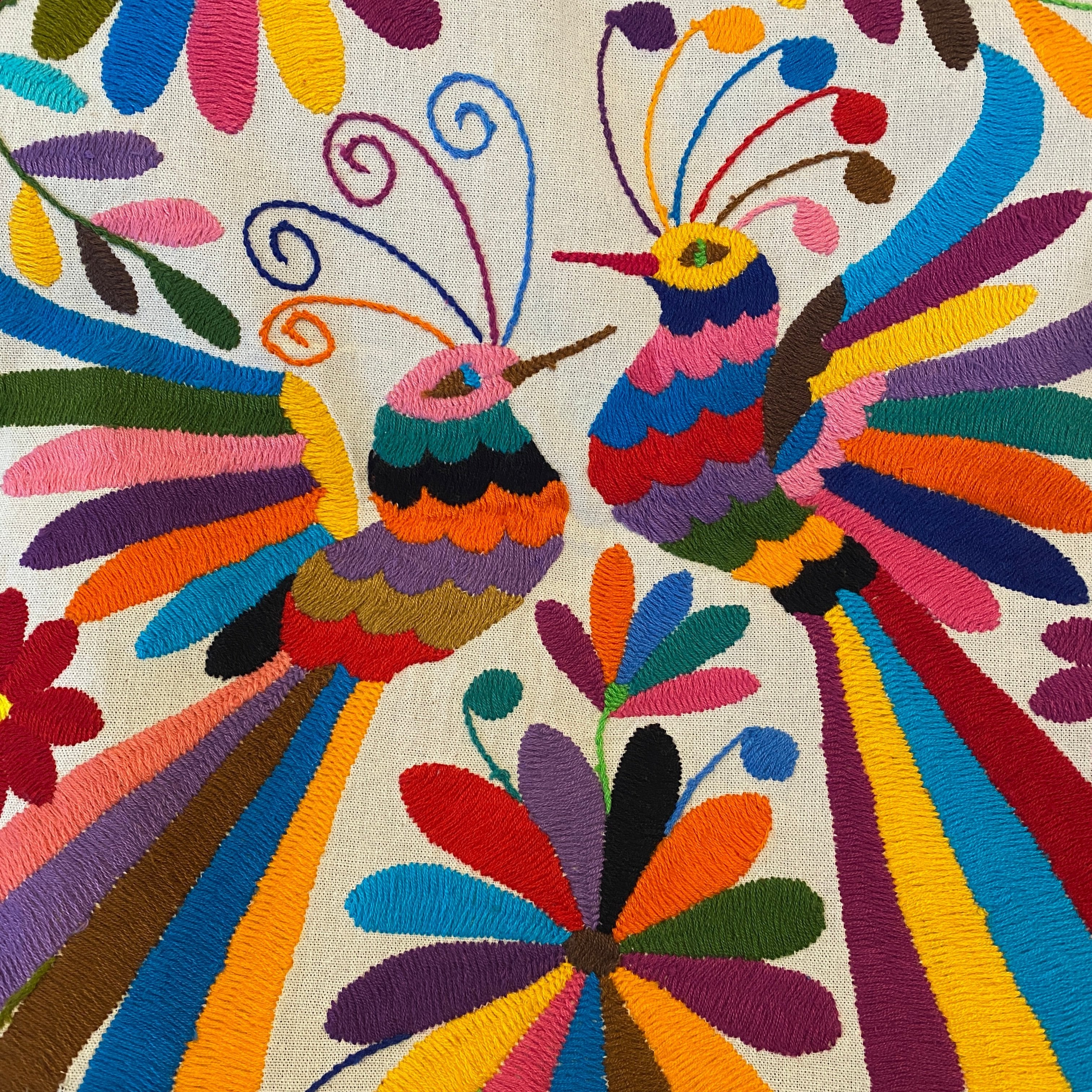 Otomi Hand Embroidered Colorful Table Runner Mexico