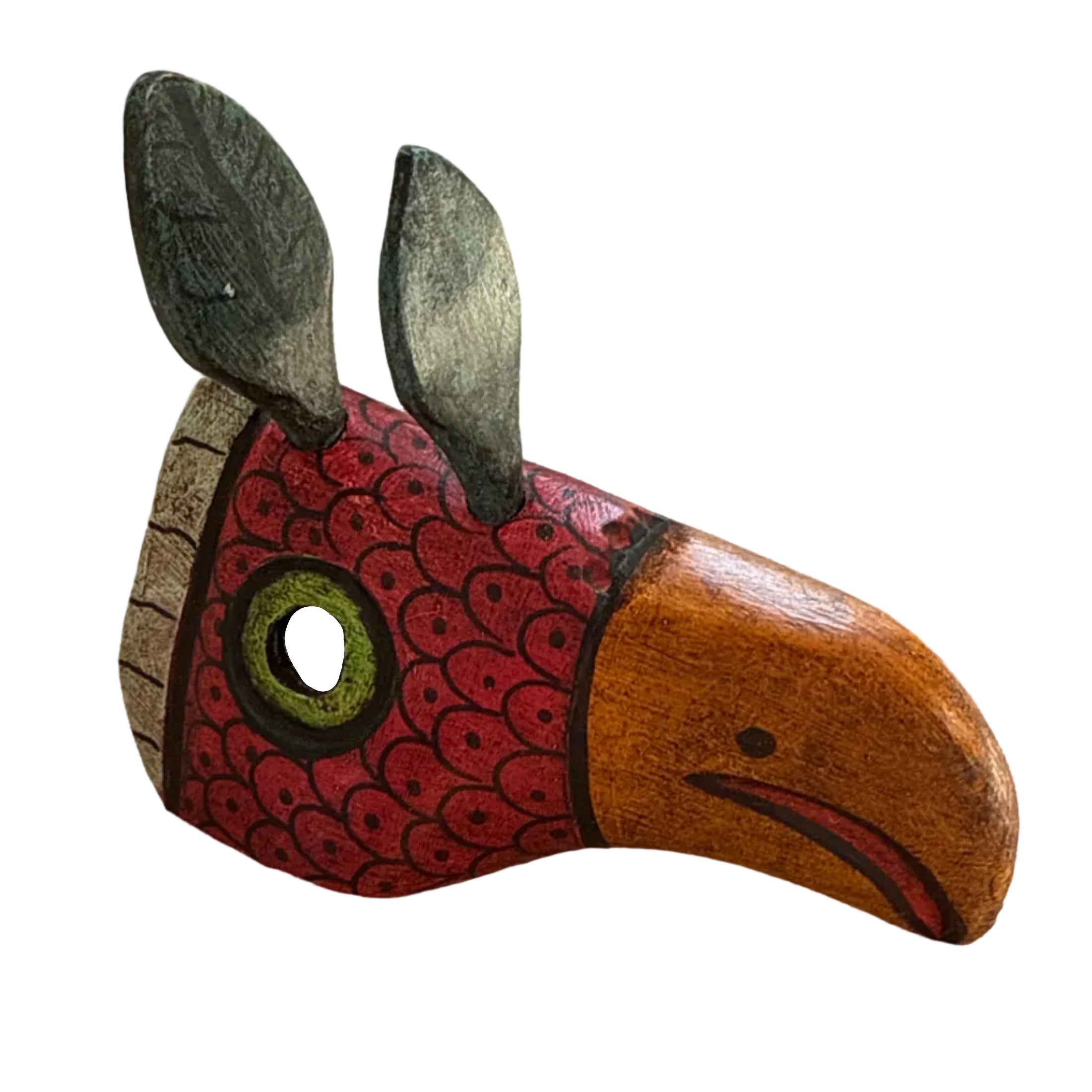 Wooden Red Bird Mask Small Guatemala