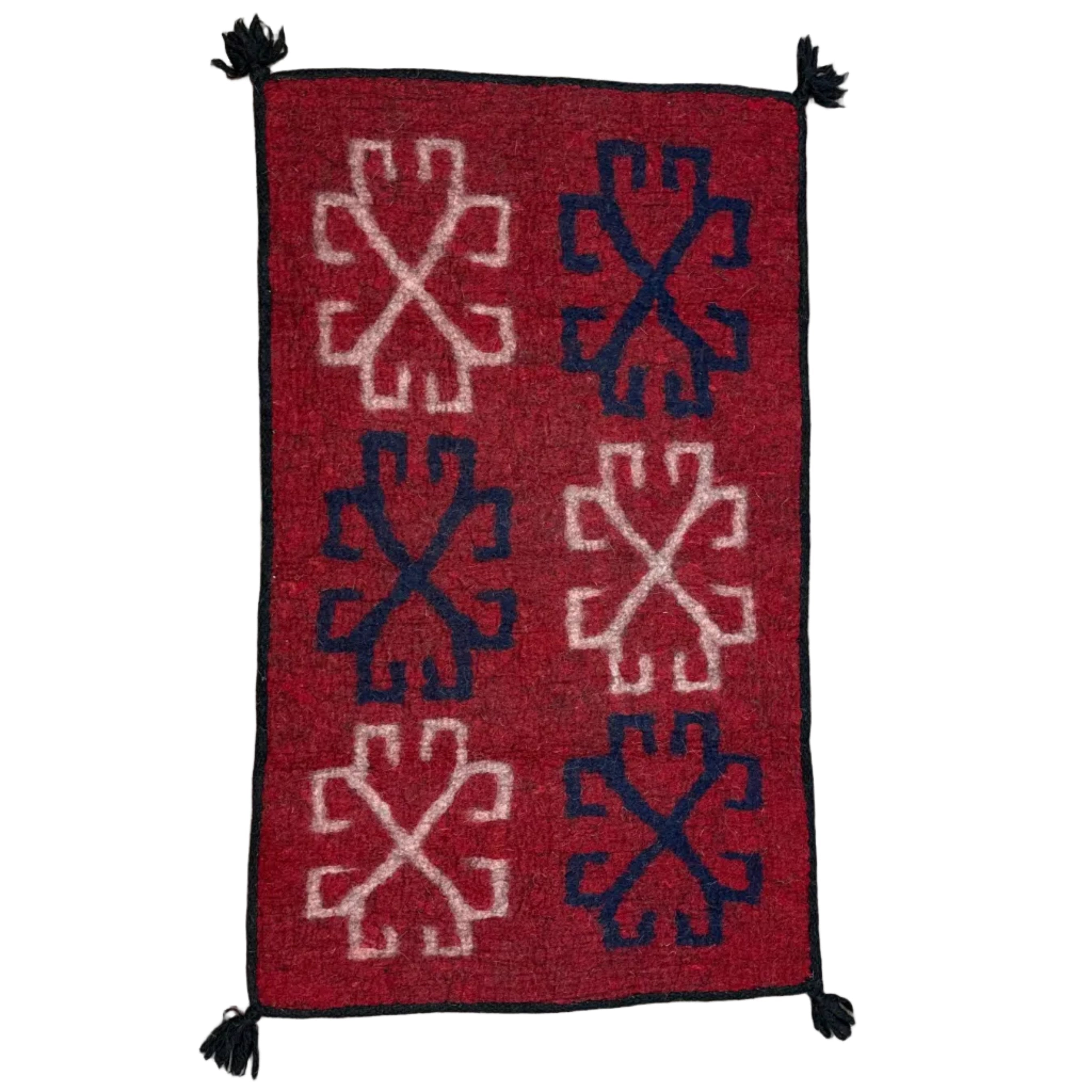 Handmade Wool Felt Red Flowers Rug Afghanistan (30x48)
