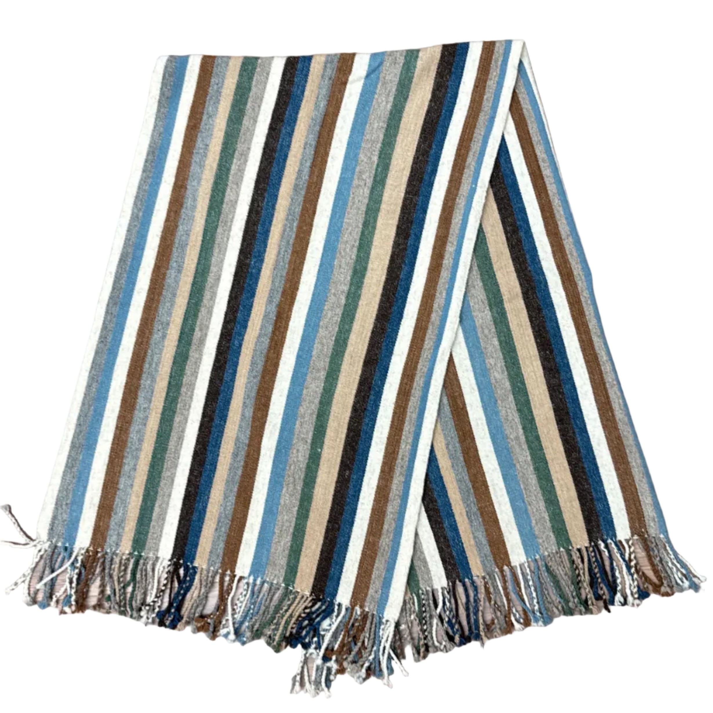 Handwoven Natural Dye Stripes Wool Throw Mexico
