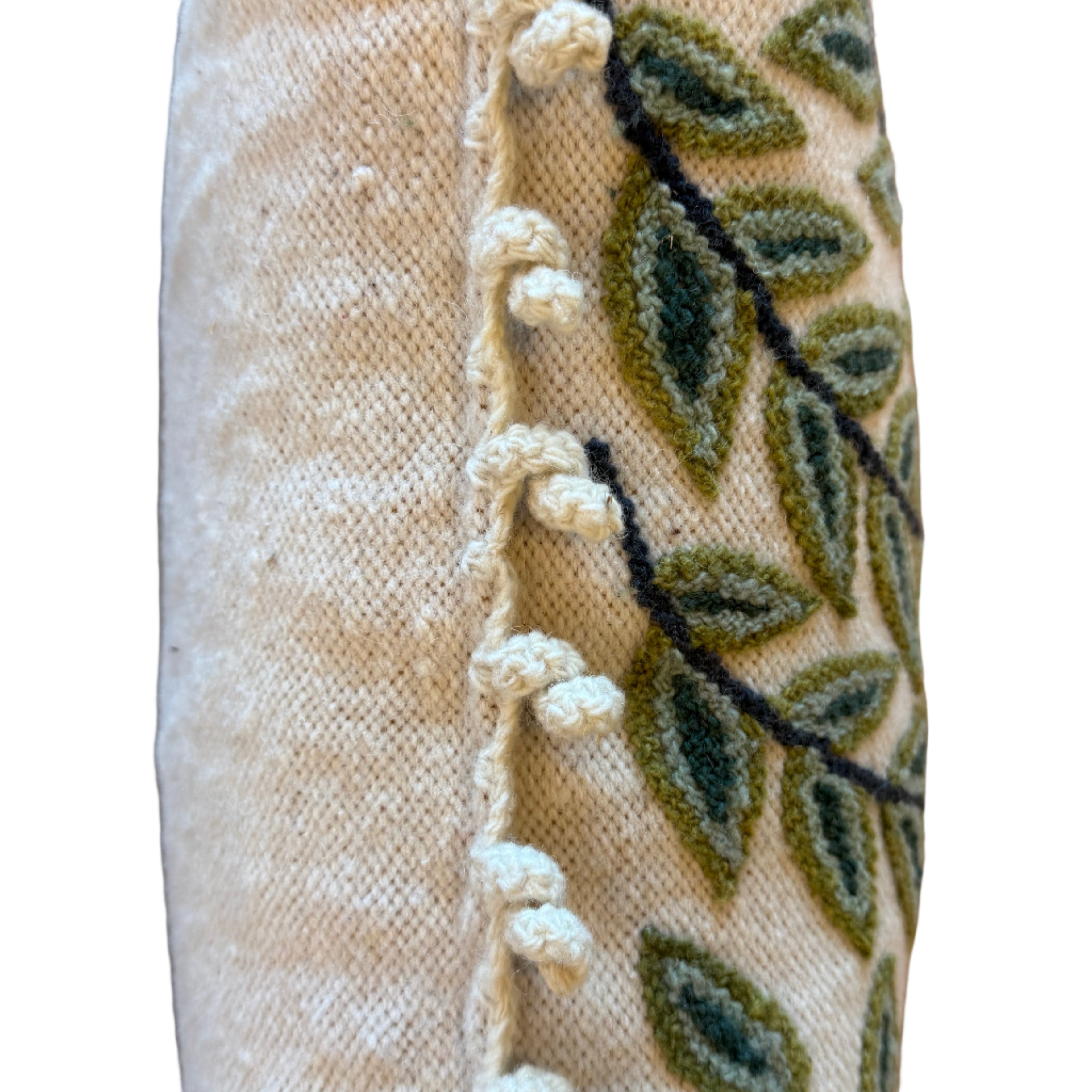 Embroidered Mint Wool Pillow Peru (18x18)