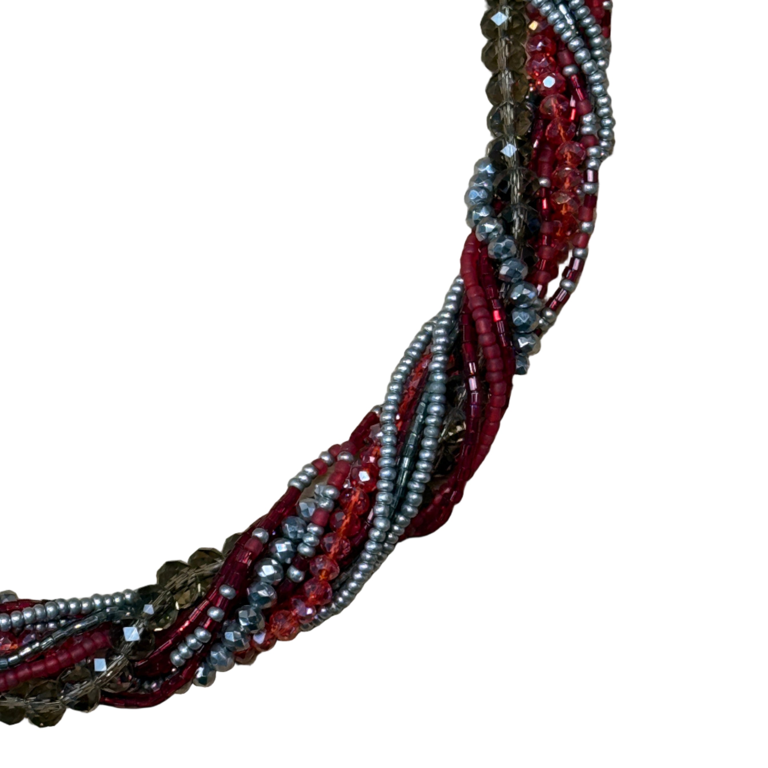 Handmade 12 Strand Red Beaded Necklace Guatemala