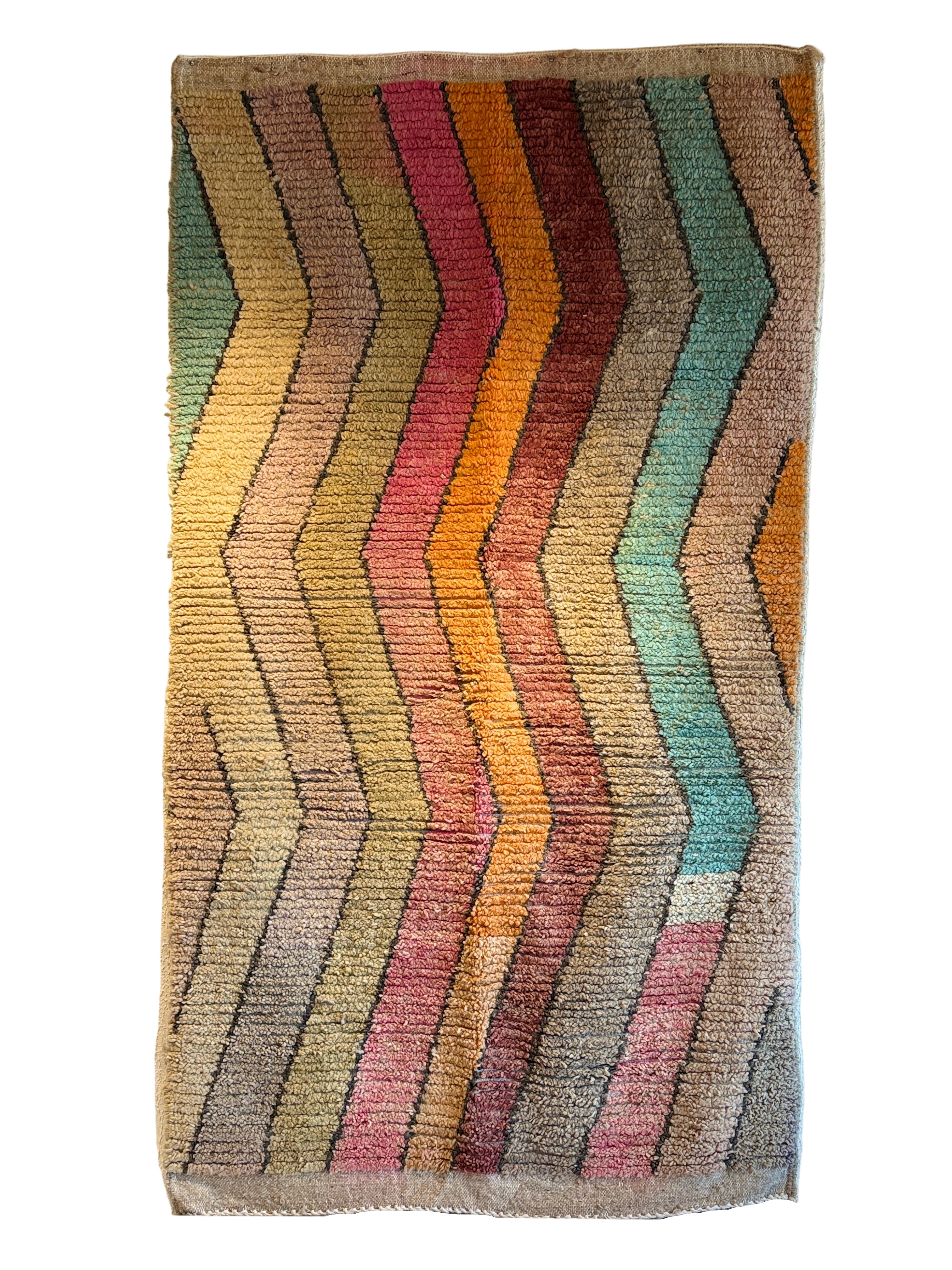 Handwoven Boujaad Wave Wool Rug Morocco (54" x 94")