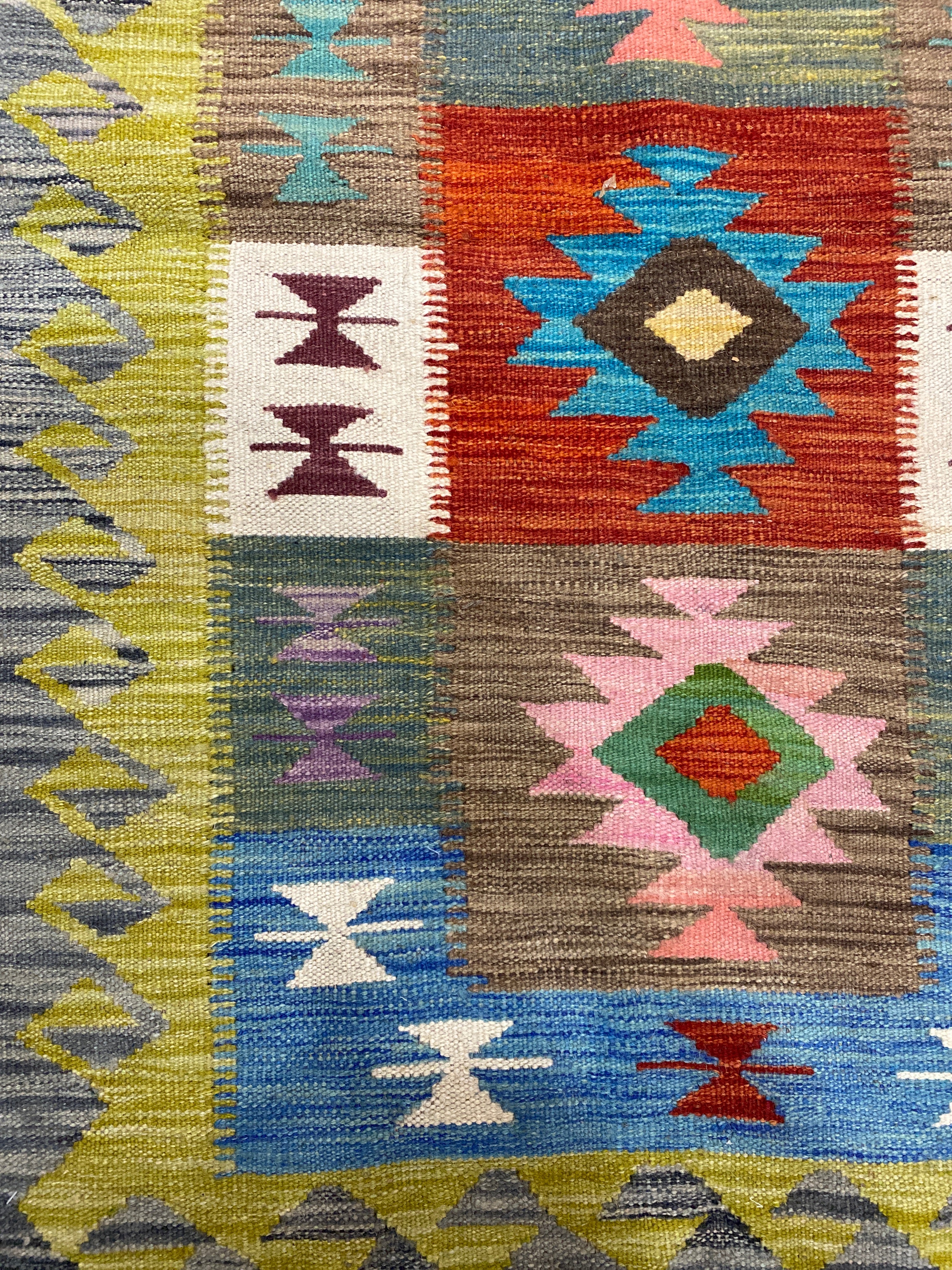 Handwoven Wool Kilim Runner Rug  Afghanistan 34x52 - 24033