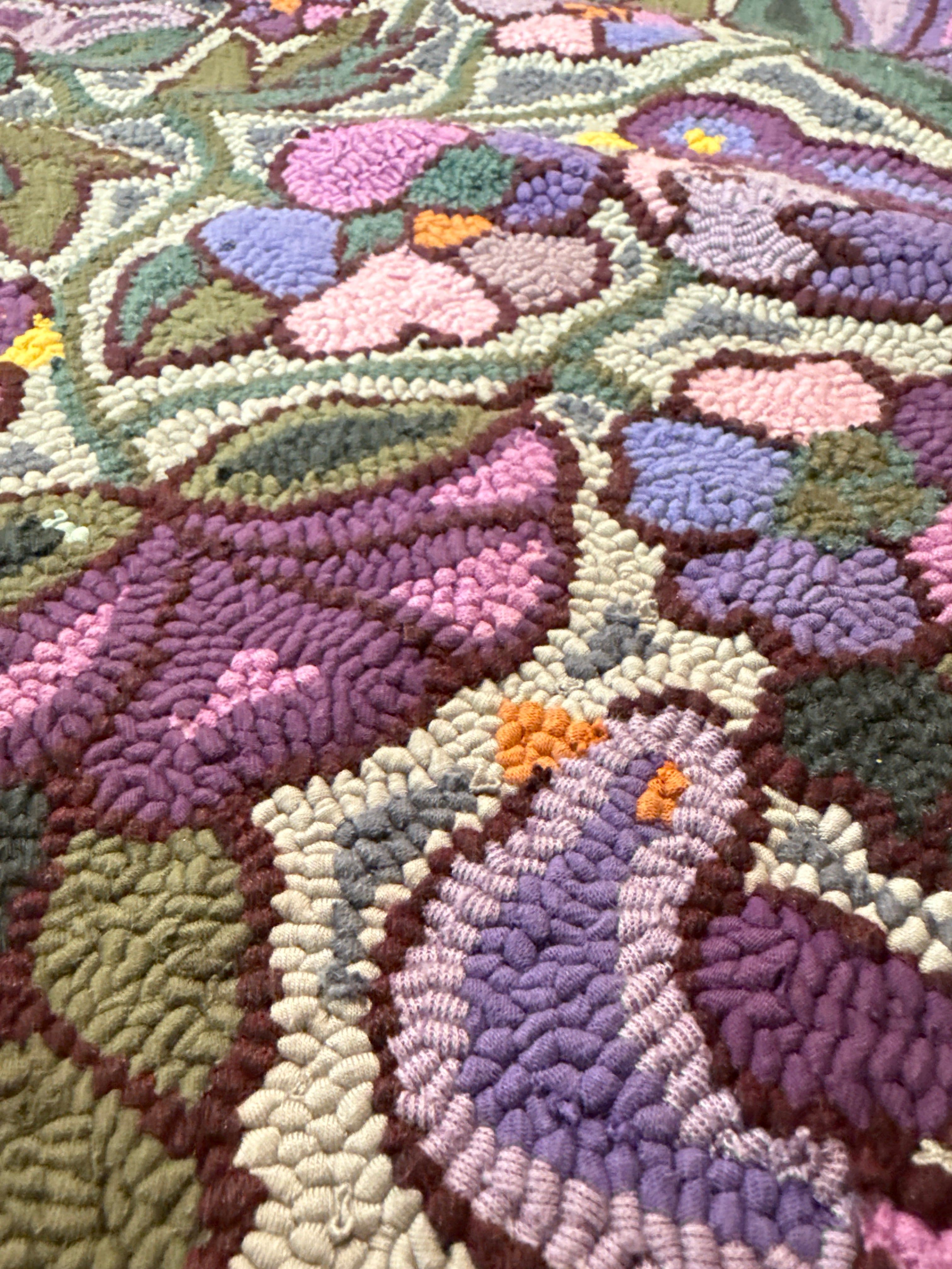 Small Violet Handmade Hooked Rug Recycled Clothing Guatemala