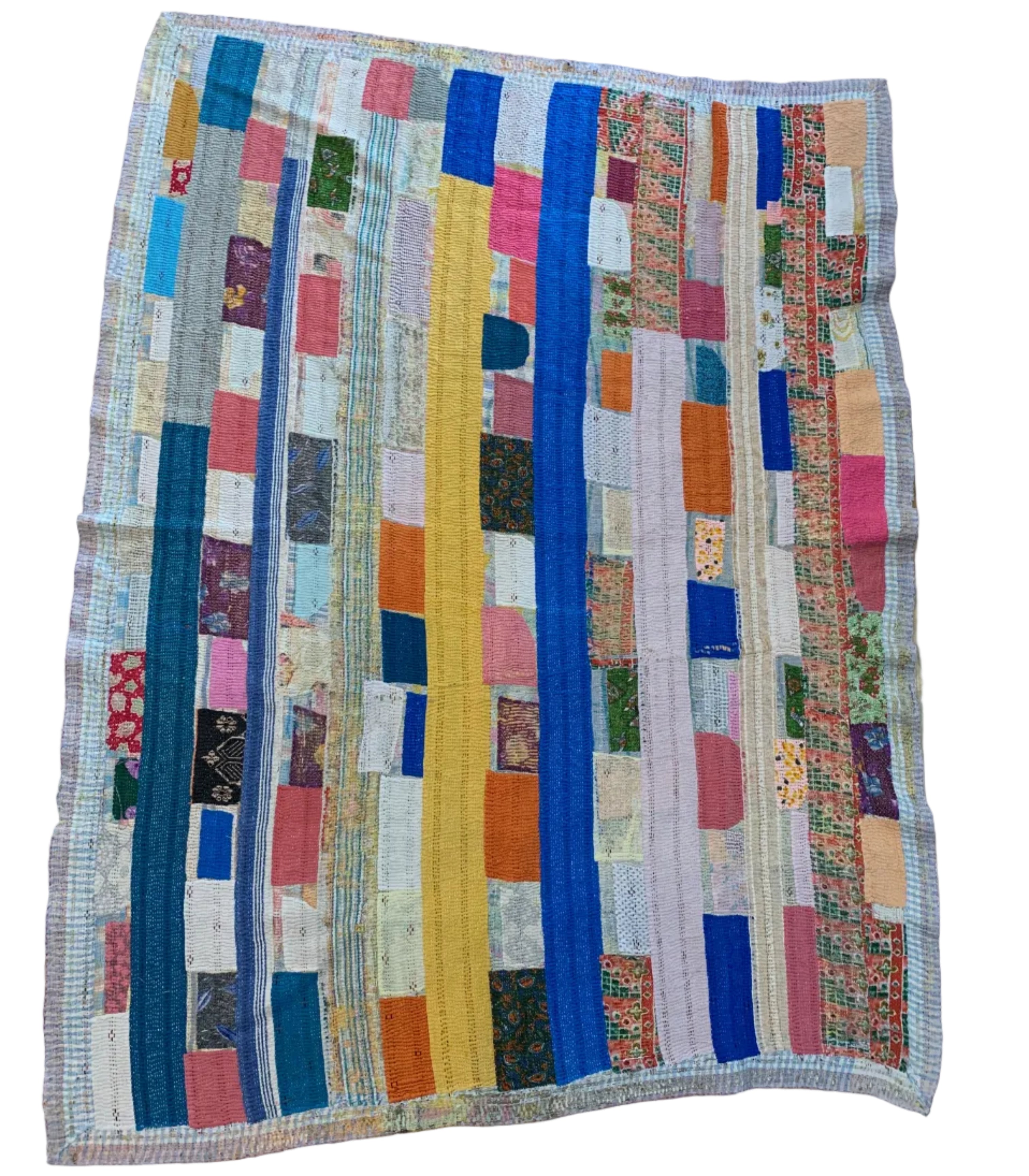 Handmade Kantha Squares Patchwork Quilt India