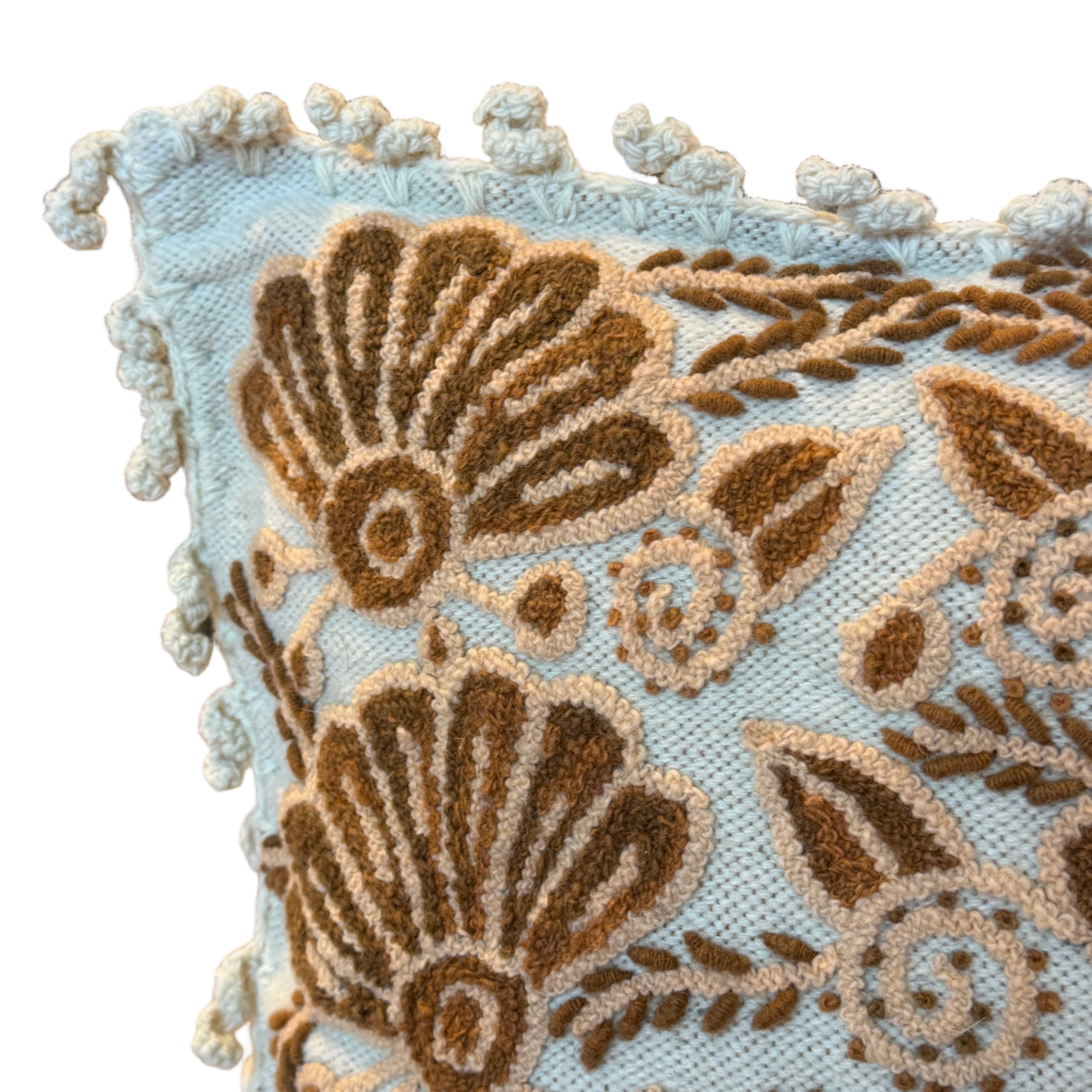 Embroidered Salmon Wool Lumbar Peru (12x24)