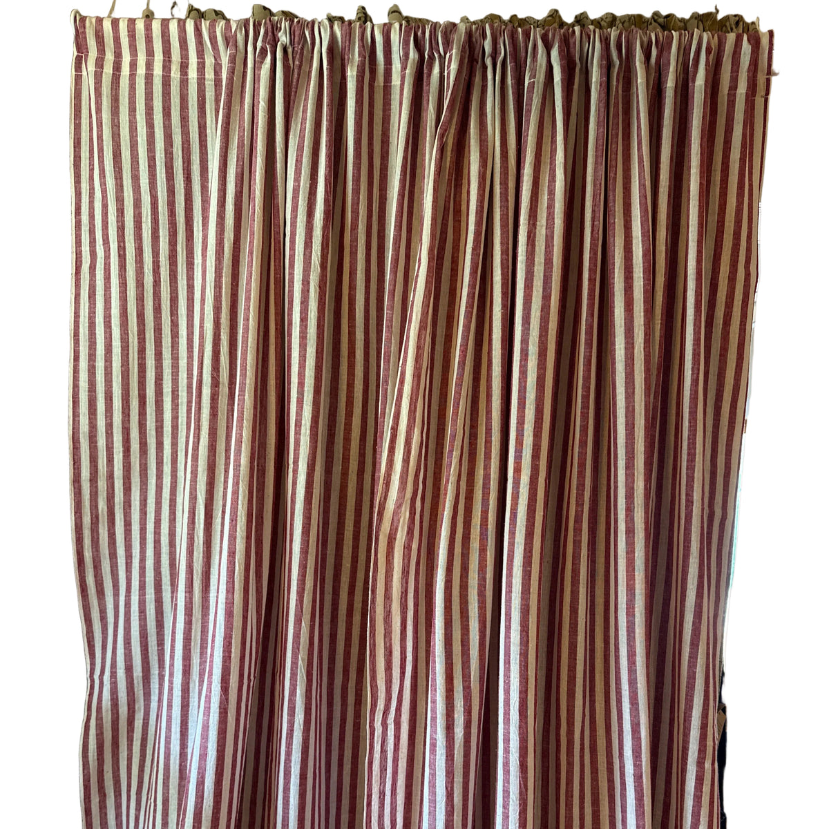 Handwoven Organic Cotton Red Awning Curtain Pair India