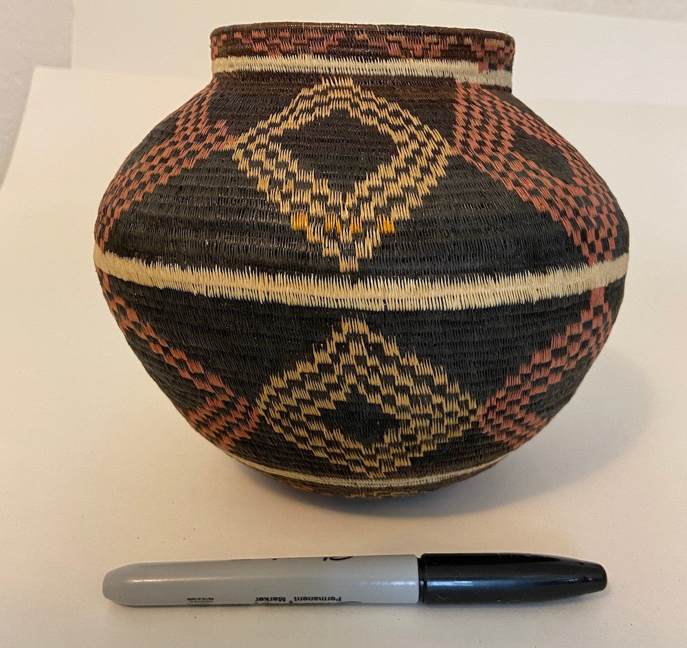 Handmade Natural Fiber Wounaan Basket 3 Panama  (6.25" tall x  7"wide)