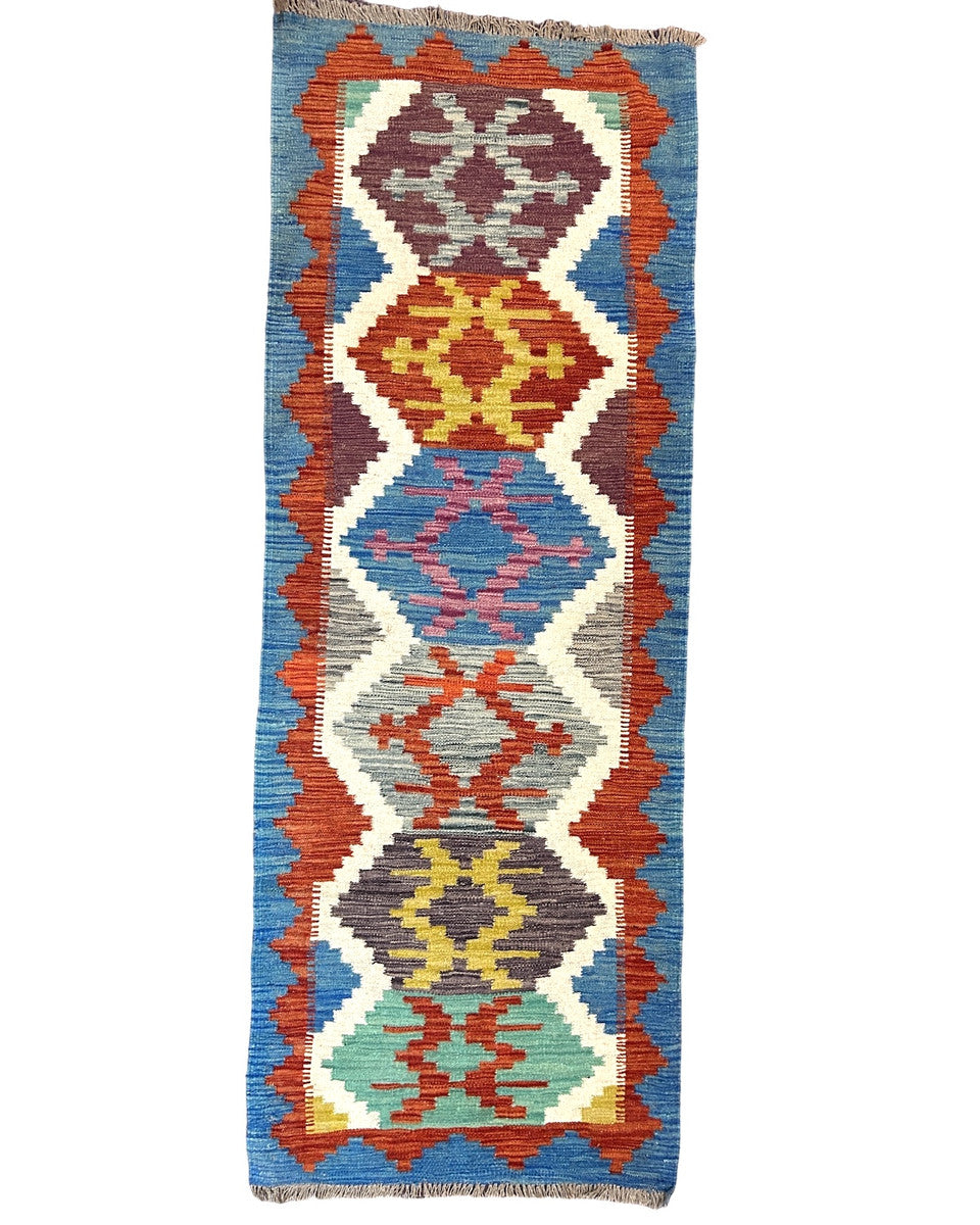 Handwoven Wool Kilim Runner Rug 24B Afghanistan
