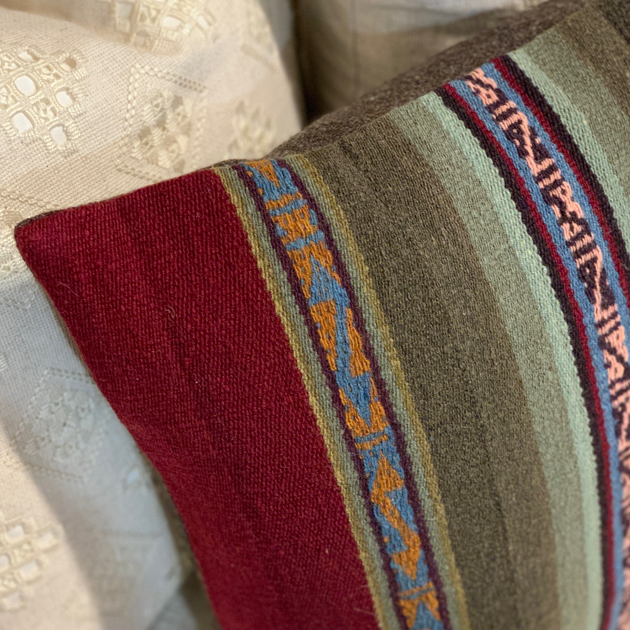 Handwoven Acopia Greens Pillow Peru (17x17)