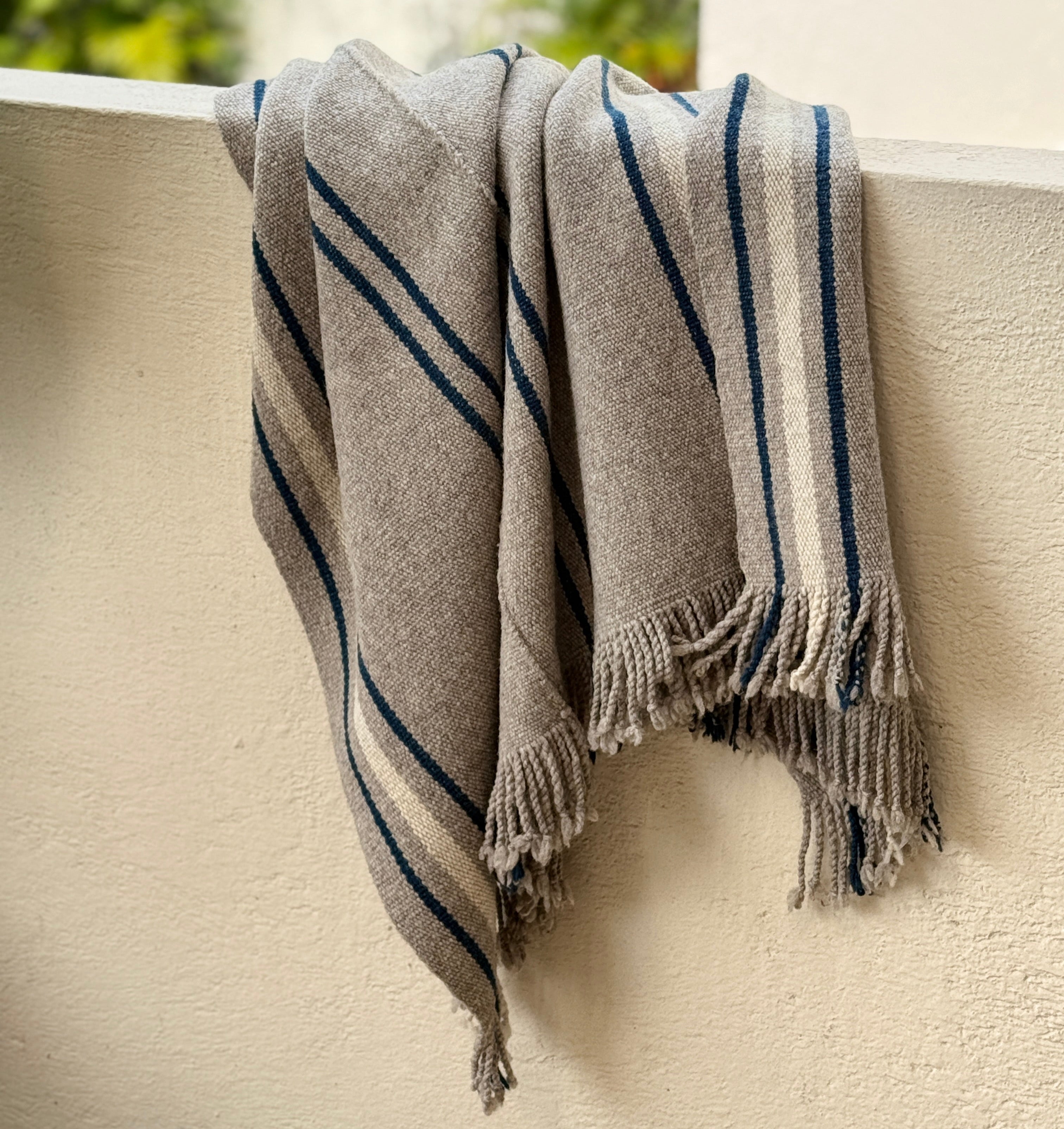 Handwoven Natural Dye Wool Throw B Mexico