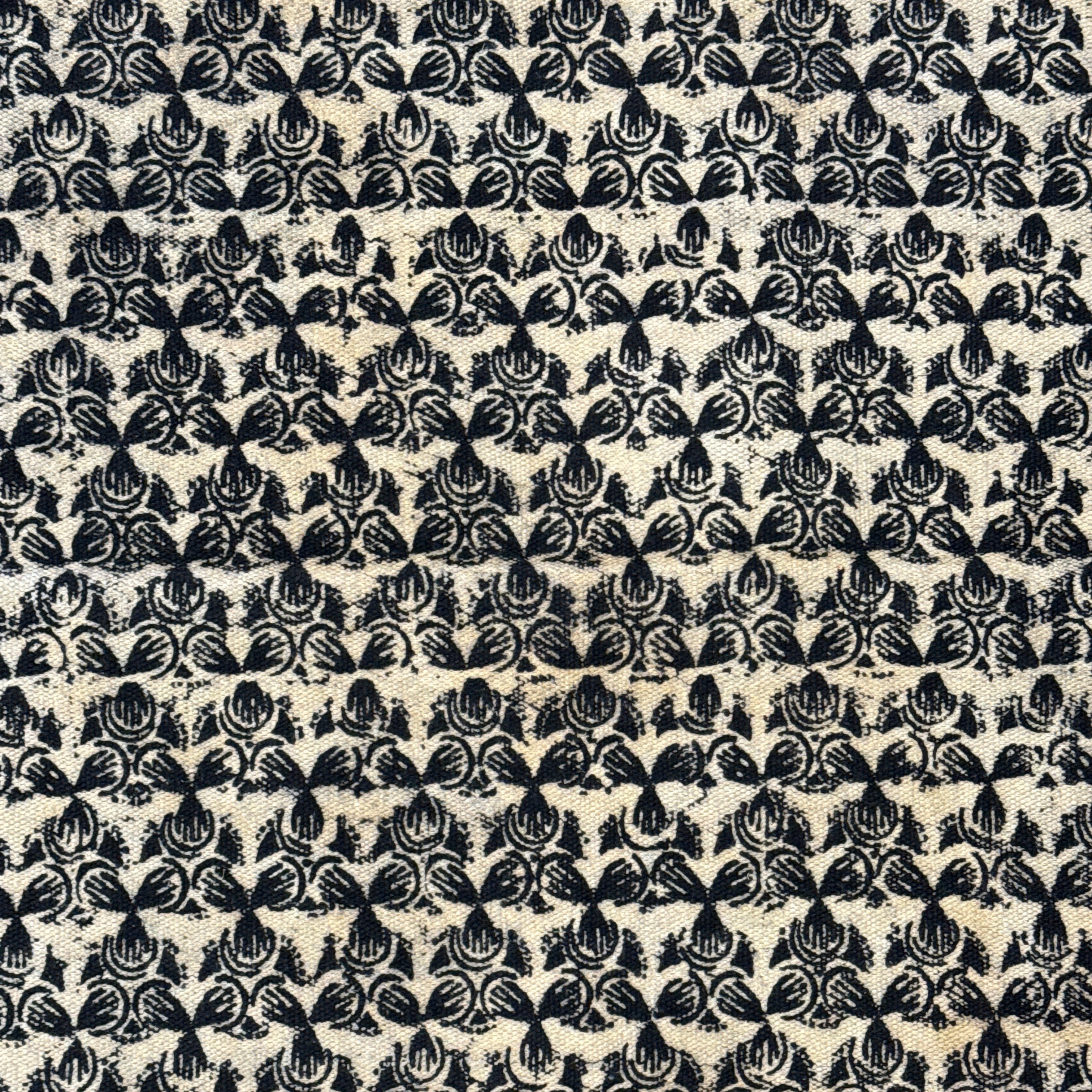 Handmade Block Printed Black Canvas Rug India 2.5x6