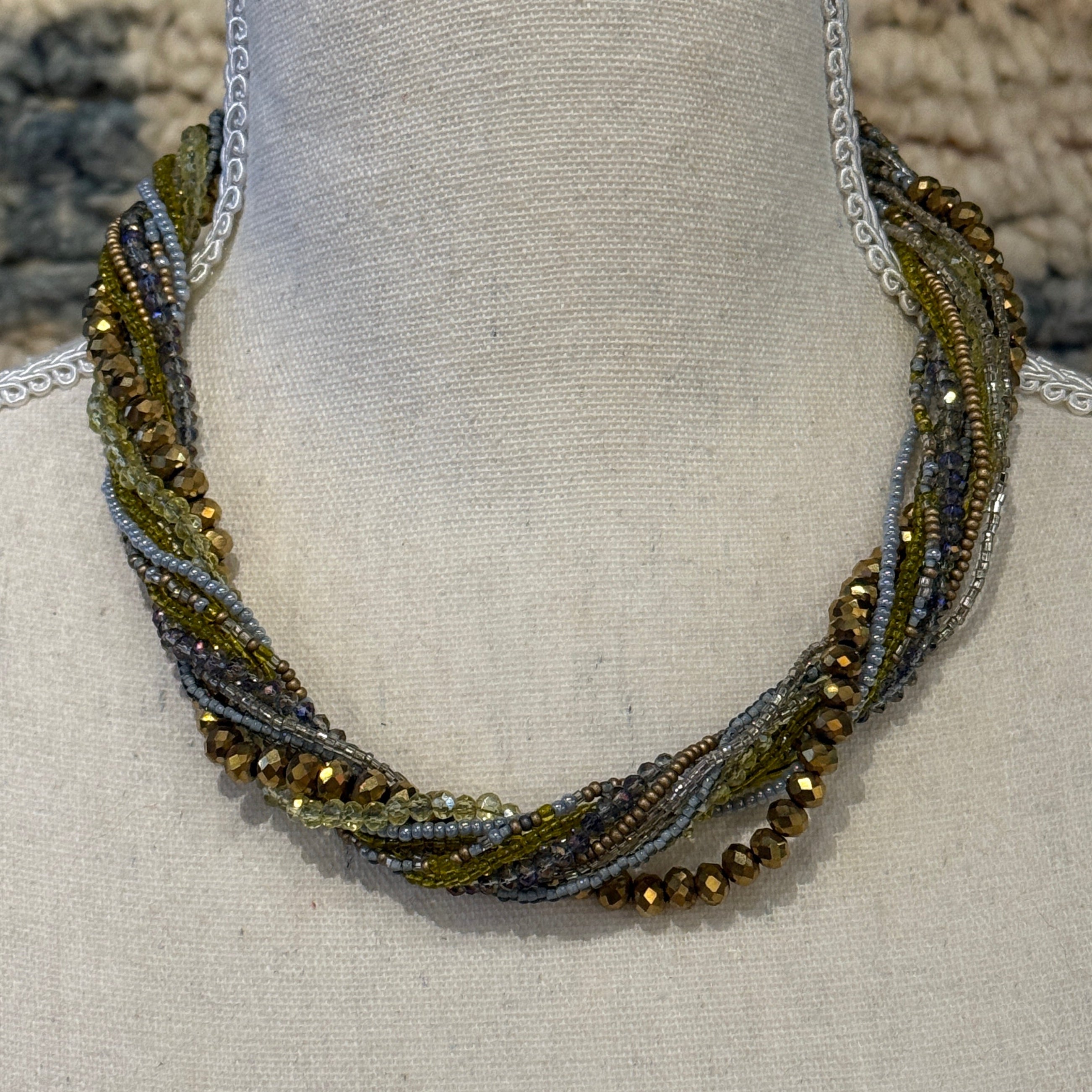 Handmade 12 Strand Earth Beaded Necklace Guatemala