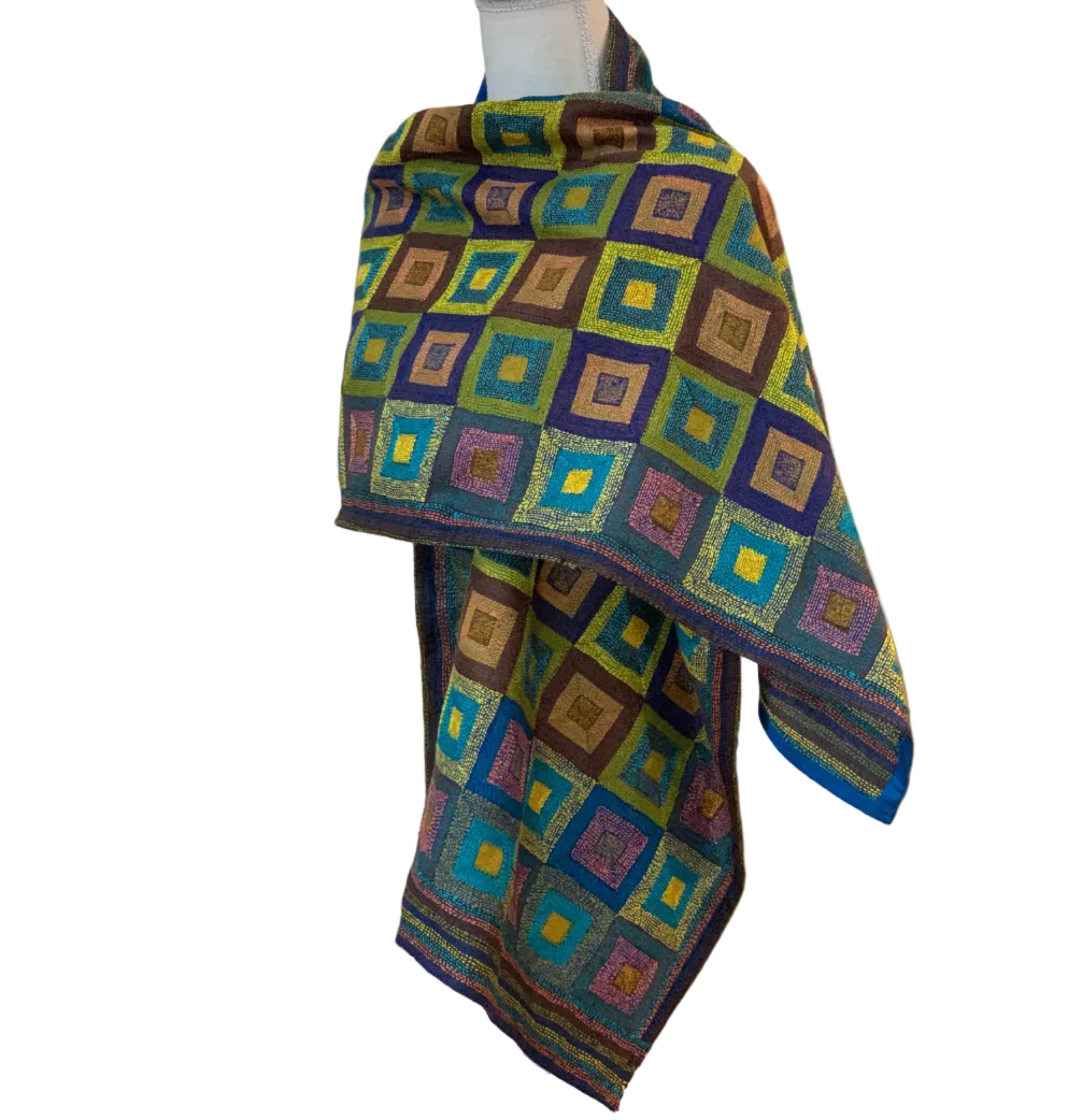 Kantha Stitched Forest Prantik Scarf India
