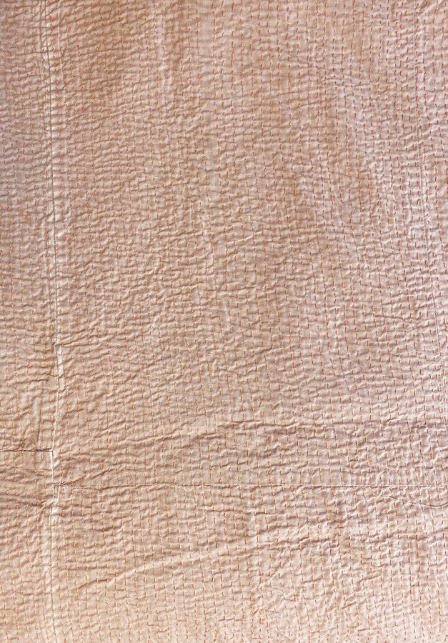 Tanka Stitched Light Weight Peach Patchwork Cotton Bed Spread Coverlet India