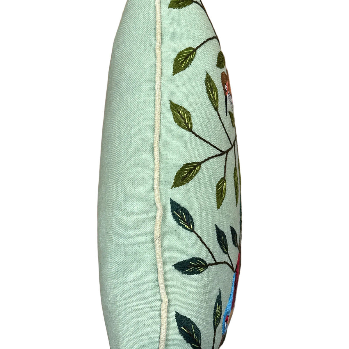 Embroidered Sage Bird Pillow Guatemala (18 x 18)