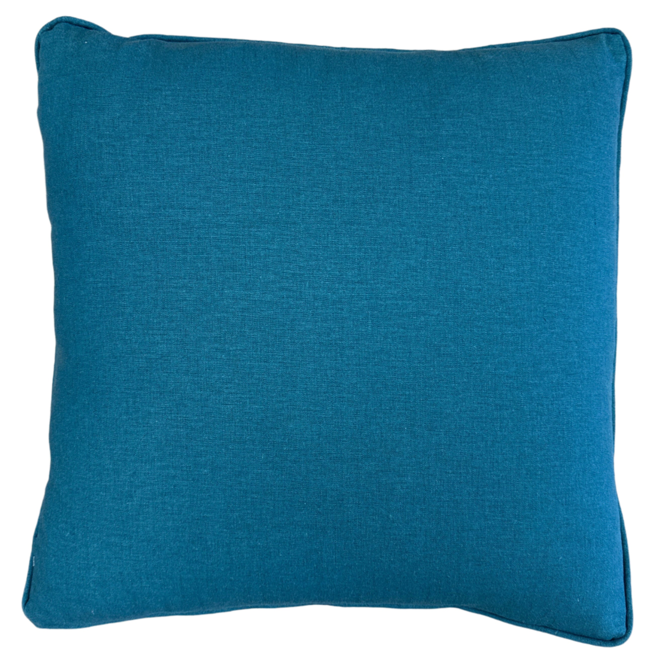 Hand Stitched Vintage Silk Blue Pillow India (18 x 18)