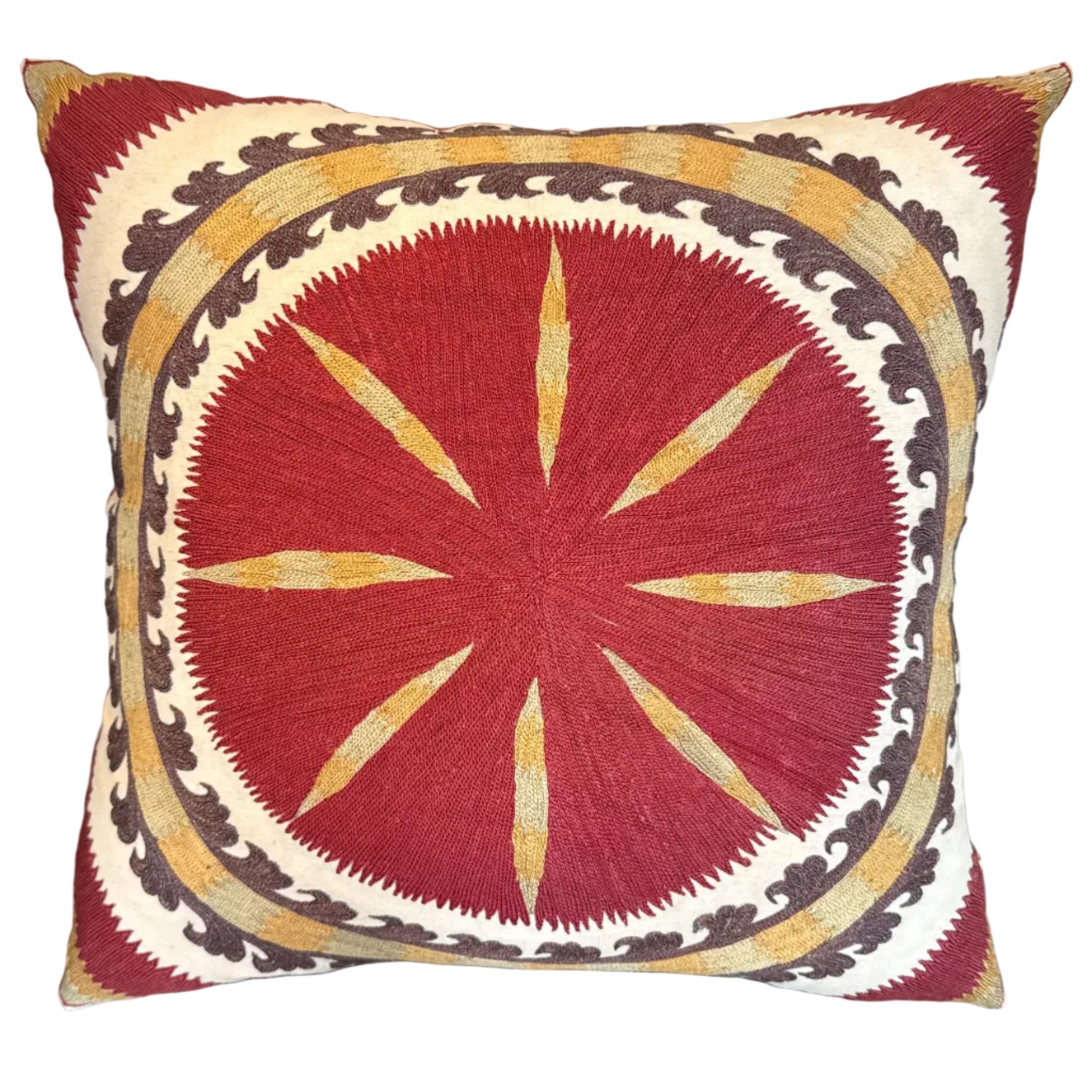 Hand Embroidered Suzani Star Pillow Uzbekistan (19x19)