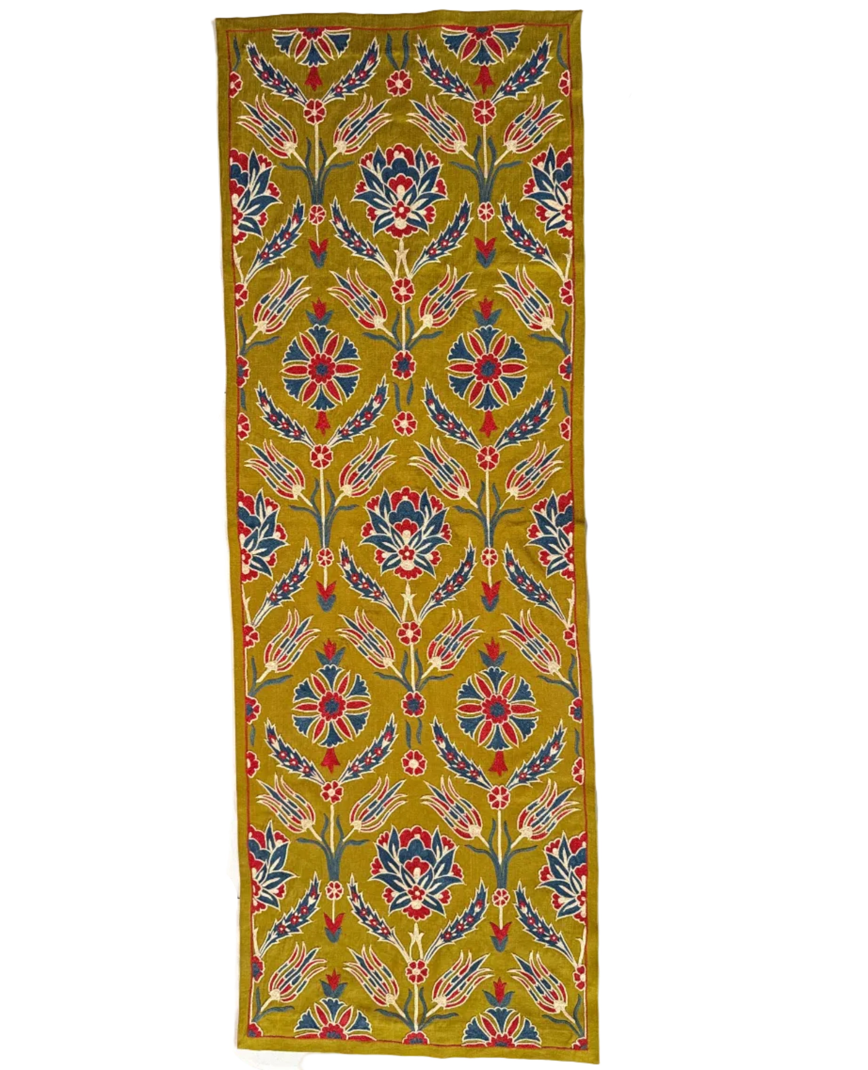 Silk Suzani Table Runner Uzbekistan (19x55)