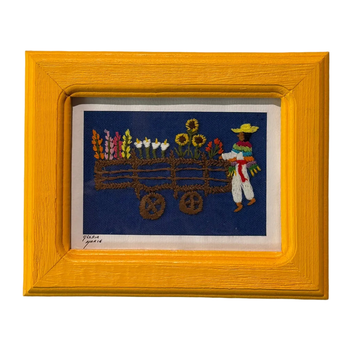 Embroidered Flower Wagon Frame Mexico
