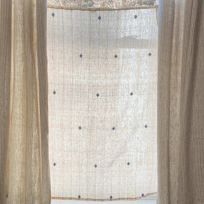 Handwoven Organic Cotton With Inlay Cafe Curtain White India