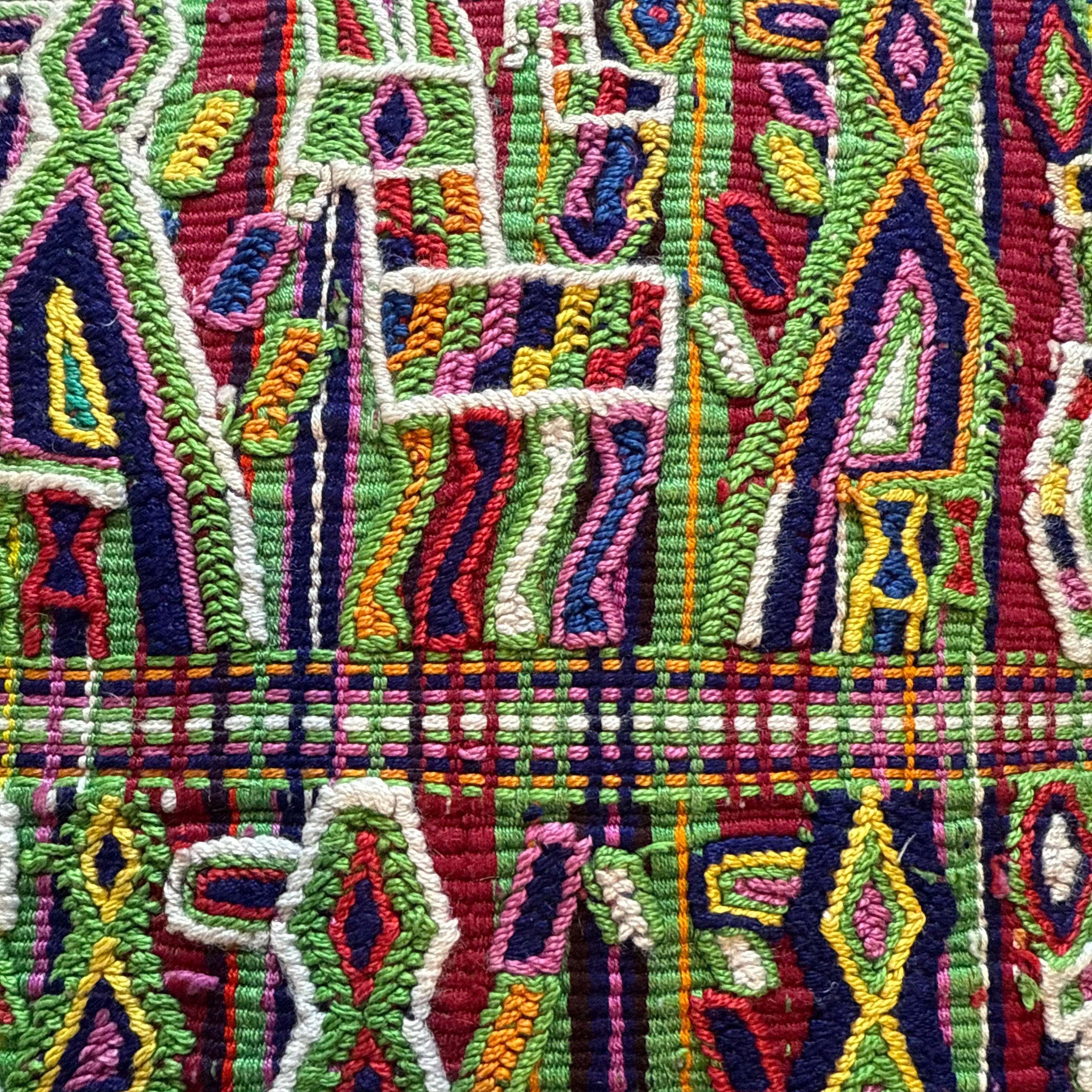 Hand Woven and Embroidered Geometric Pillow Guatemala (18 x 18)