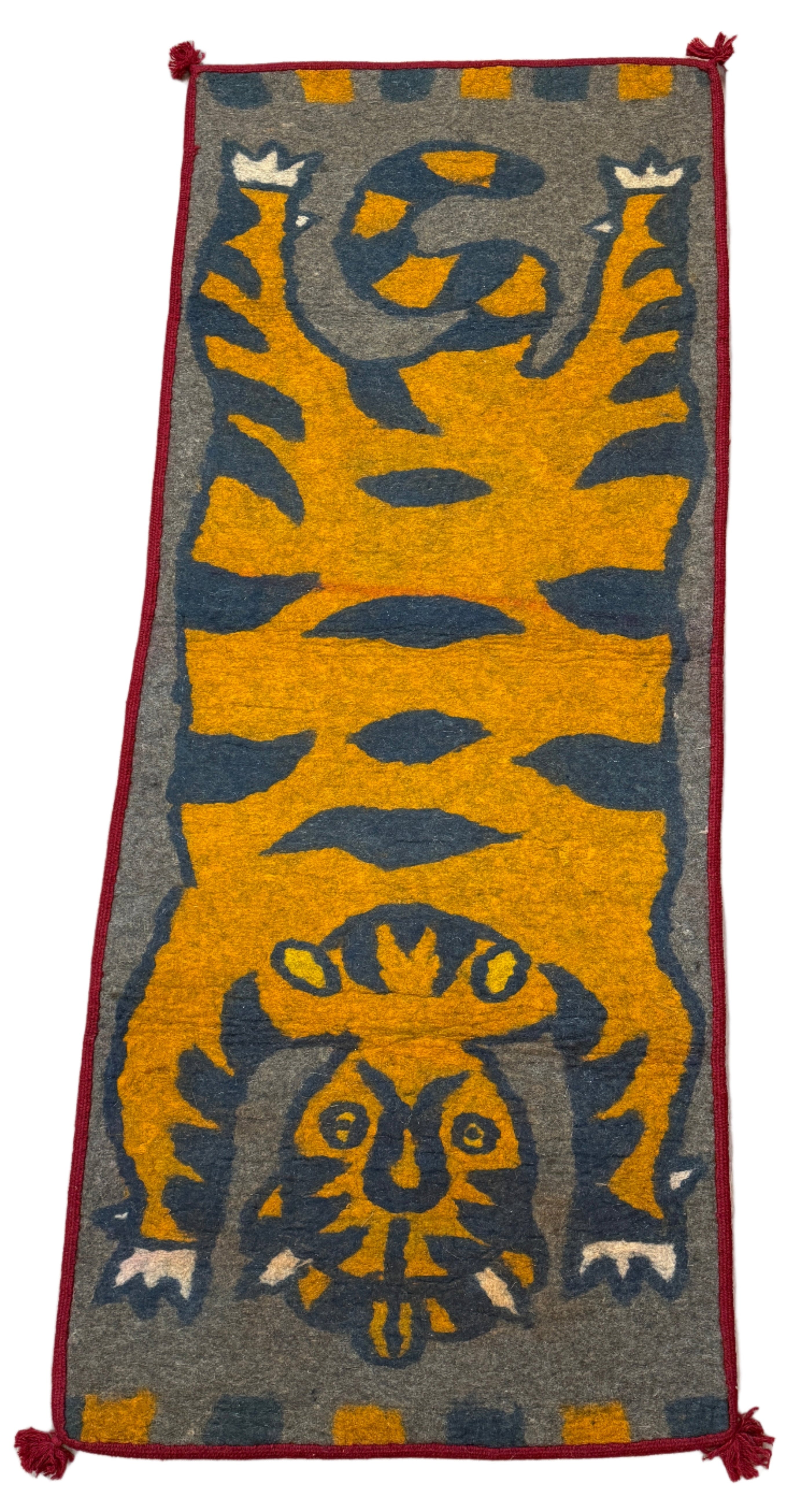 Handmade Wool Felt Orange Tiger Runner Afghanistan (30x72)