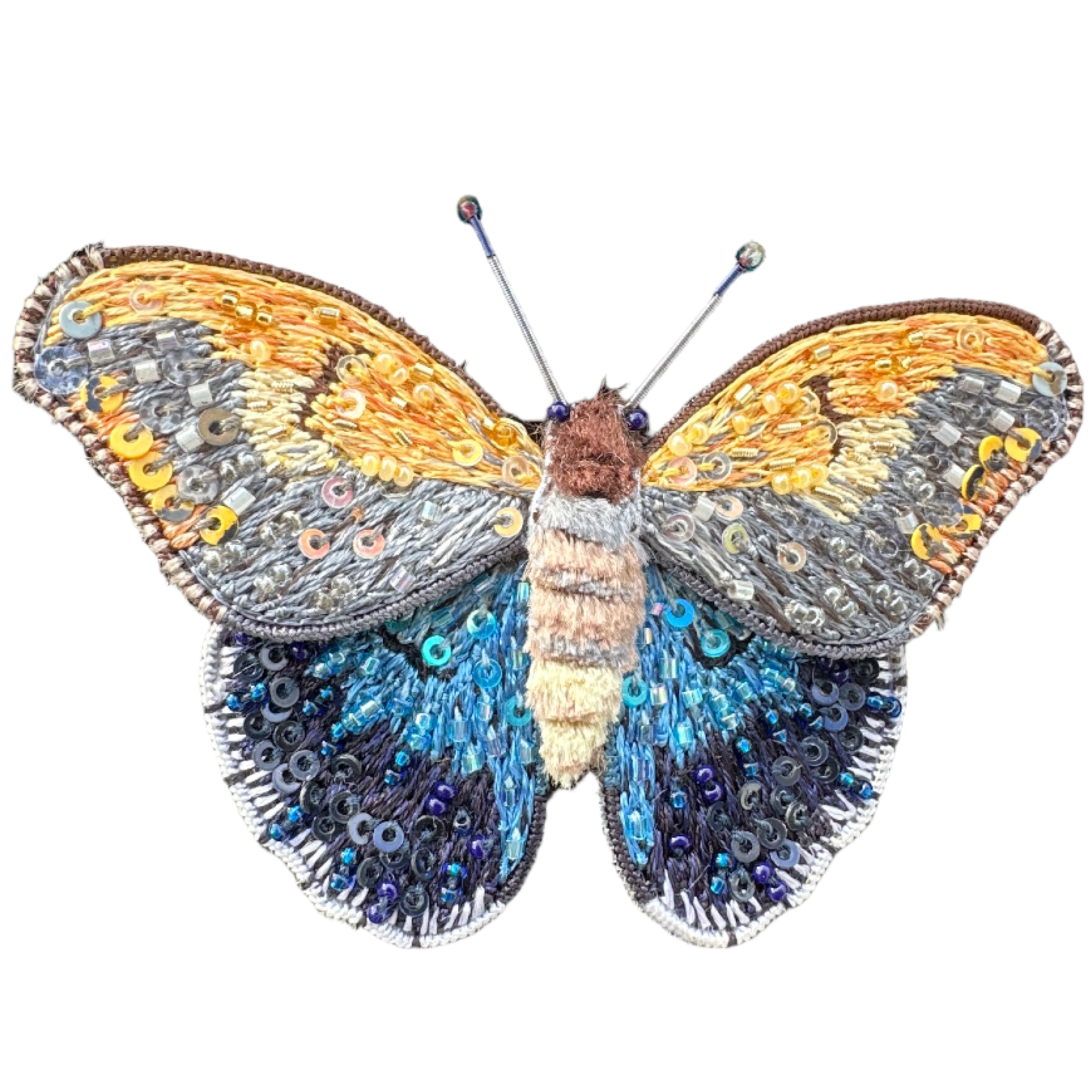 Embroidered & Beaded Brooch - Giant Owl Butterfly