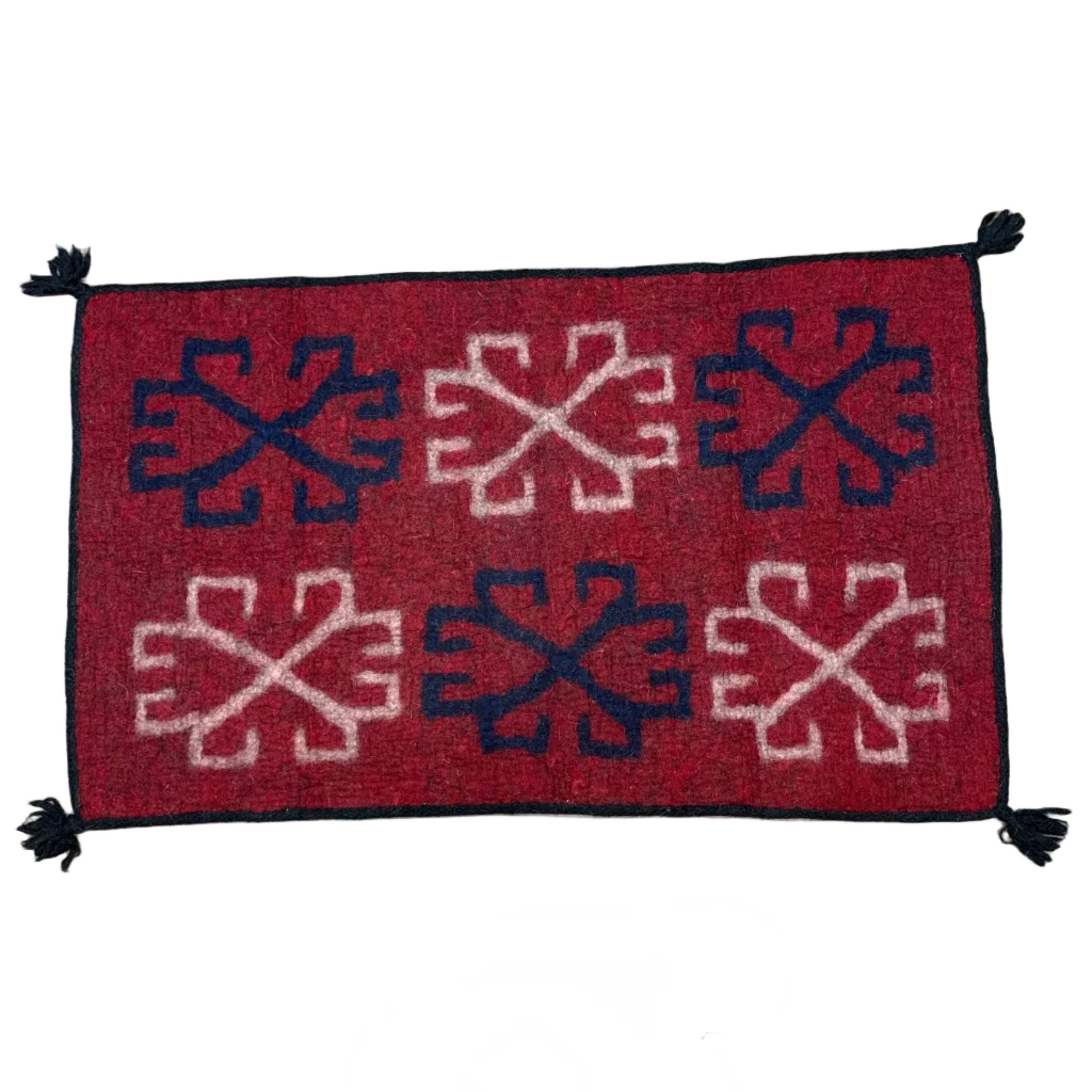Handmade Wool Felt Red Flowers Rug Afghanistan (30x48)