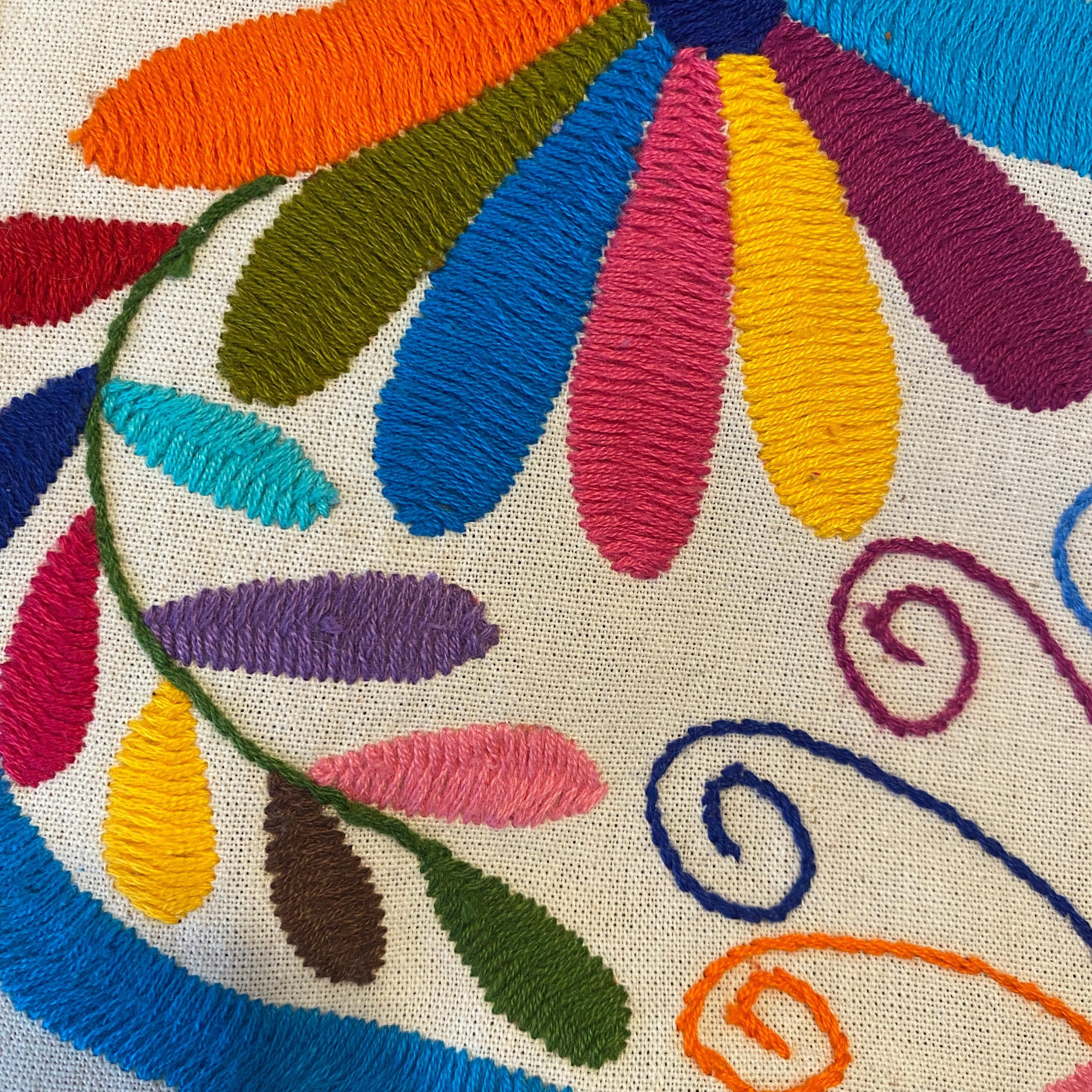 Otomi Hand Embroidered Colorful Table Runner Mexico