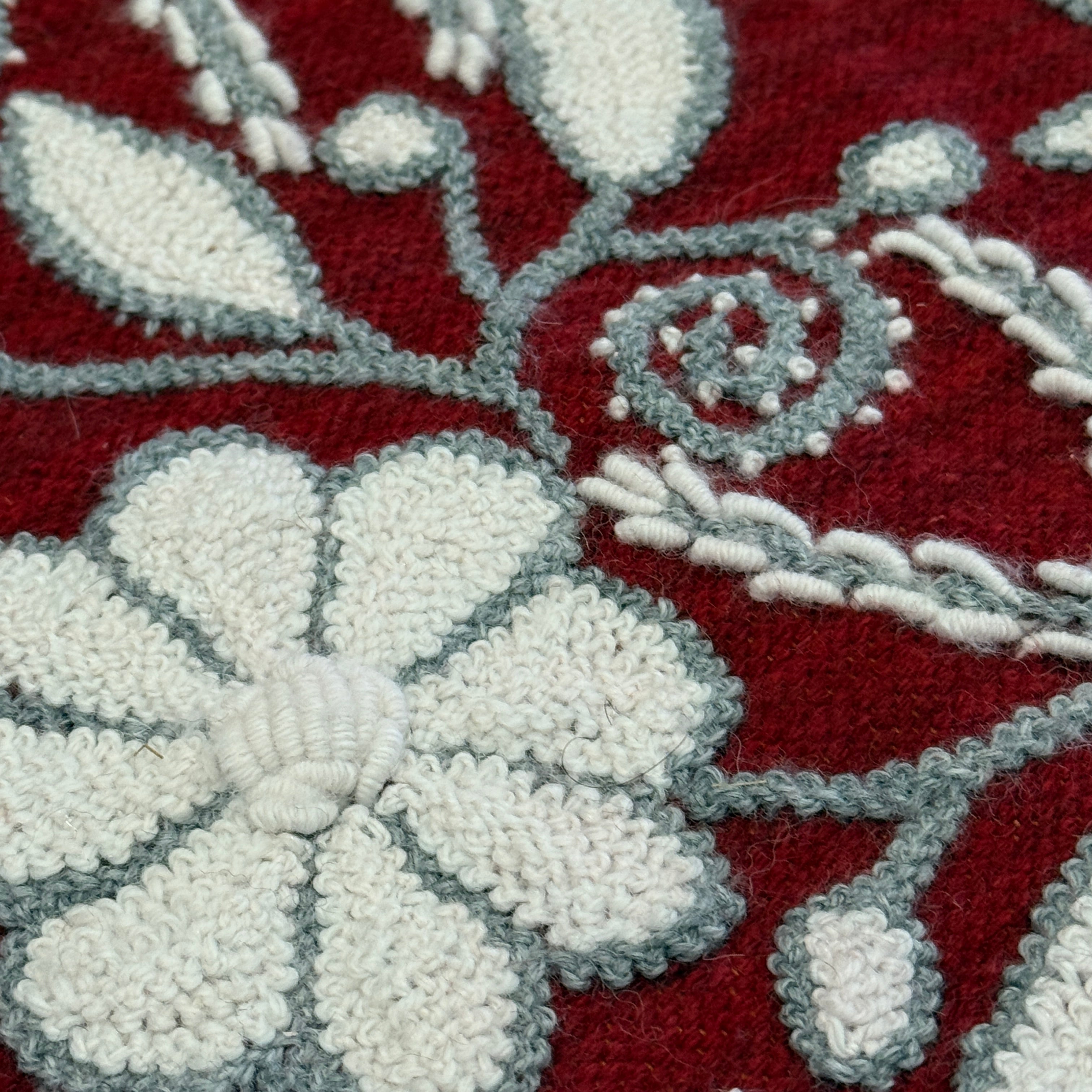 Embroidered Red Wool Table Runner Peru