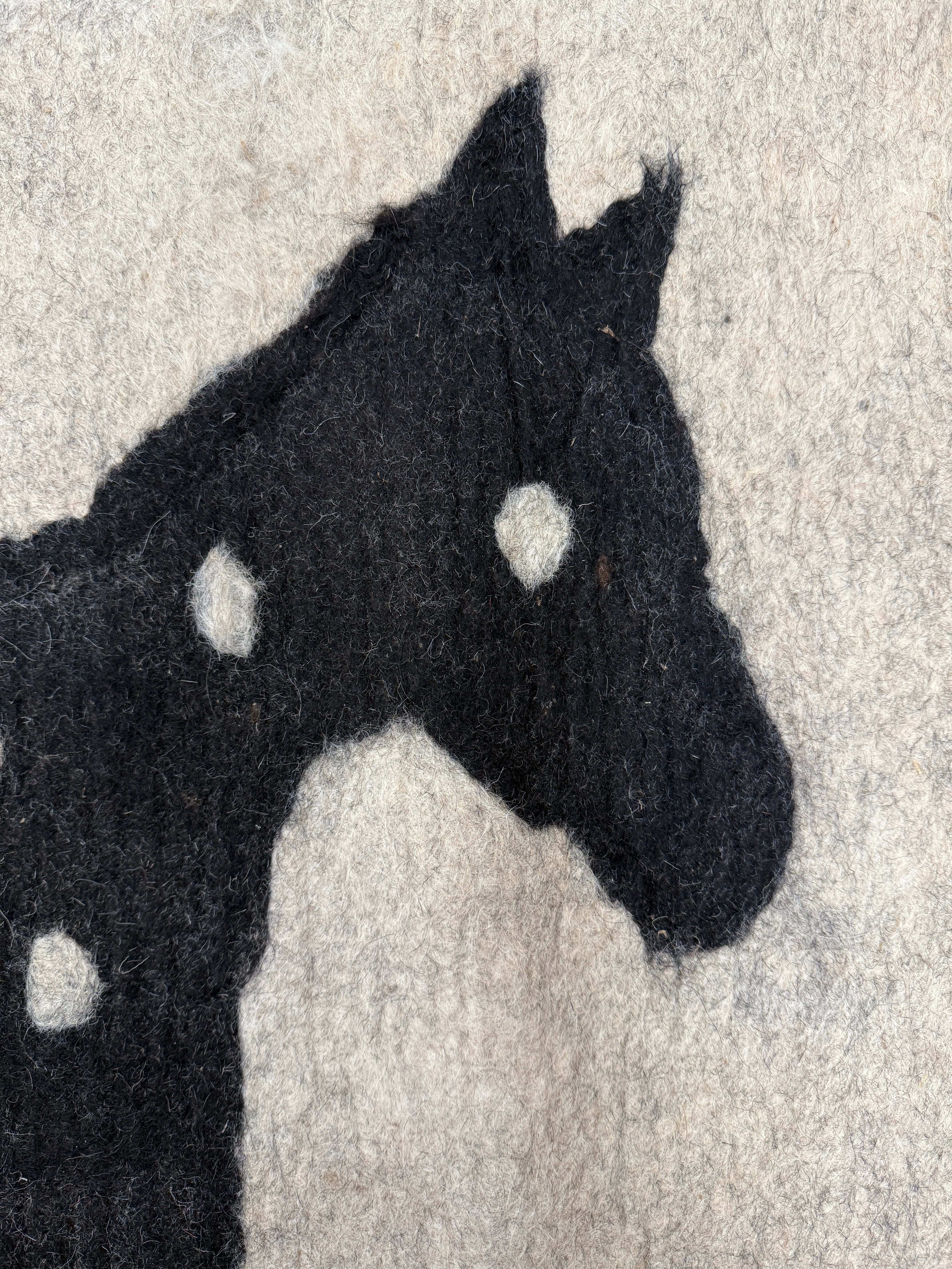 Handmade Wool Felt Pony Black Rug Afghanistan (30x48)