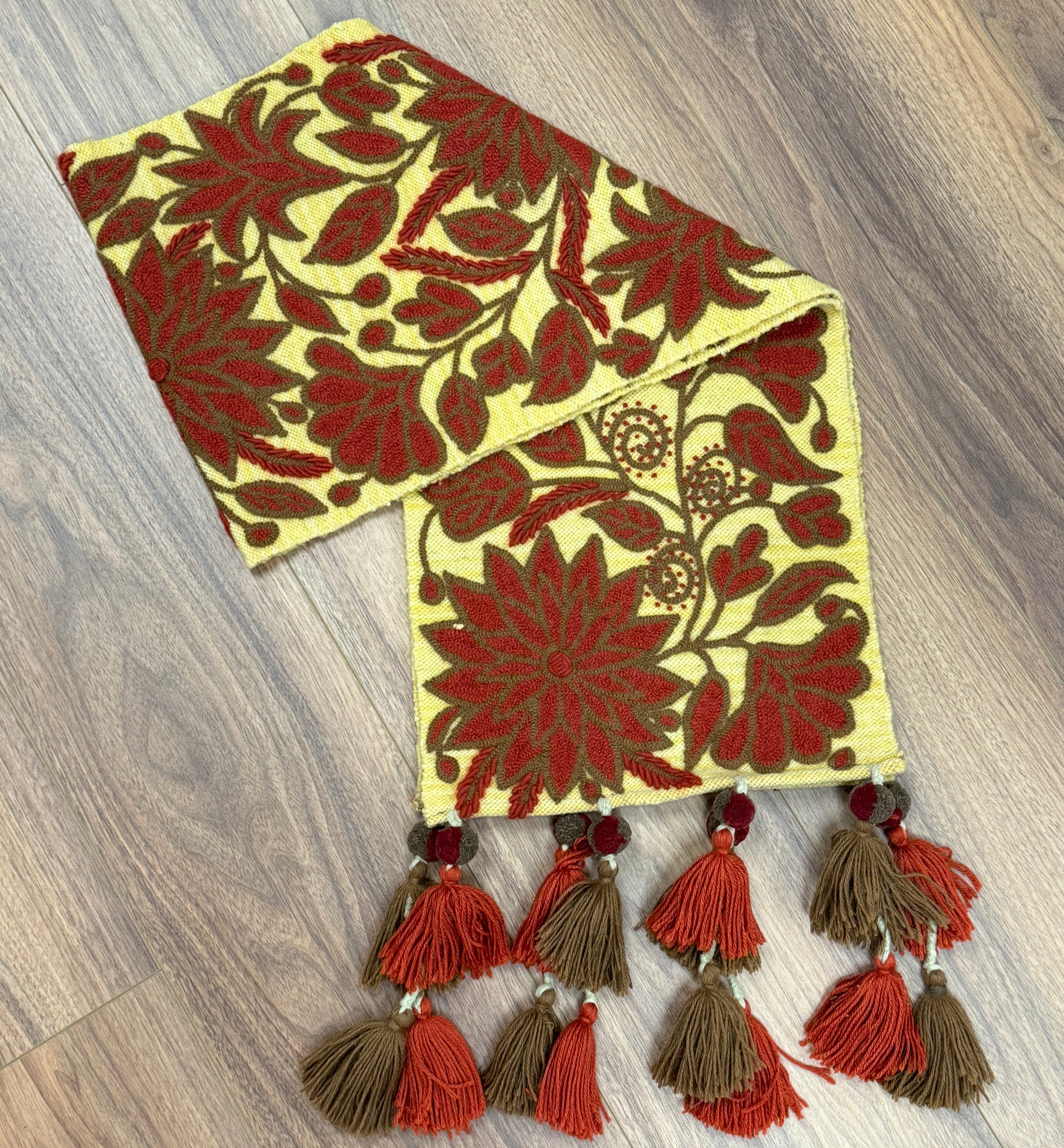 Embroidered Autumn Wool Table Runner Peru