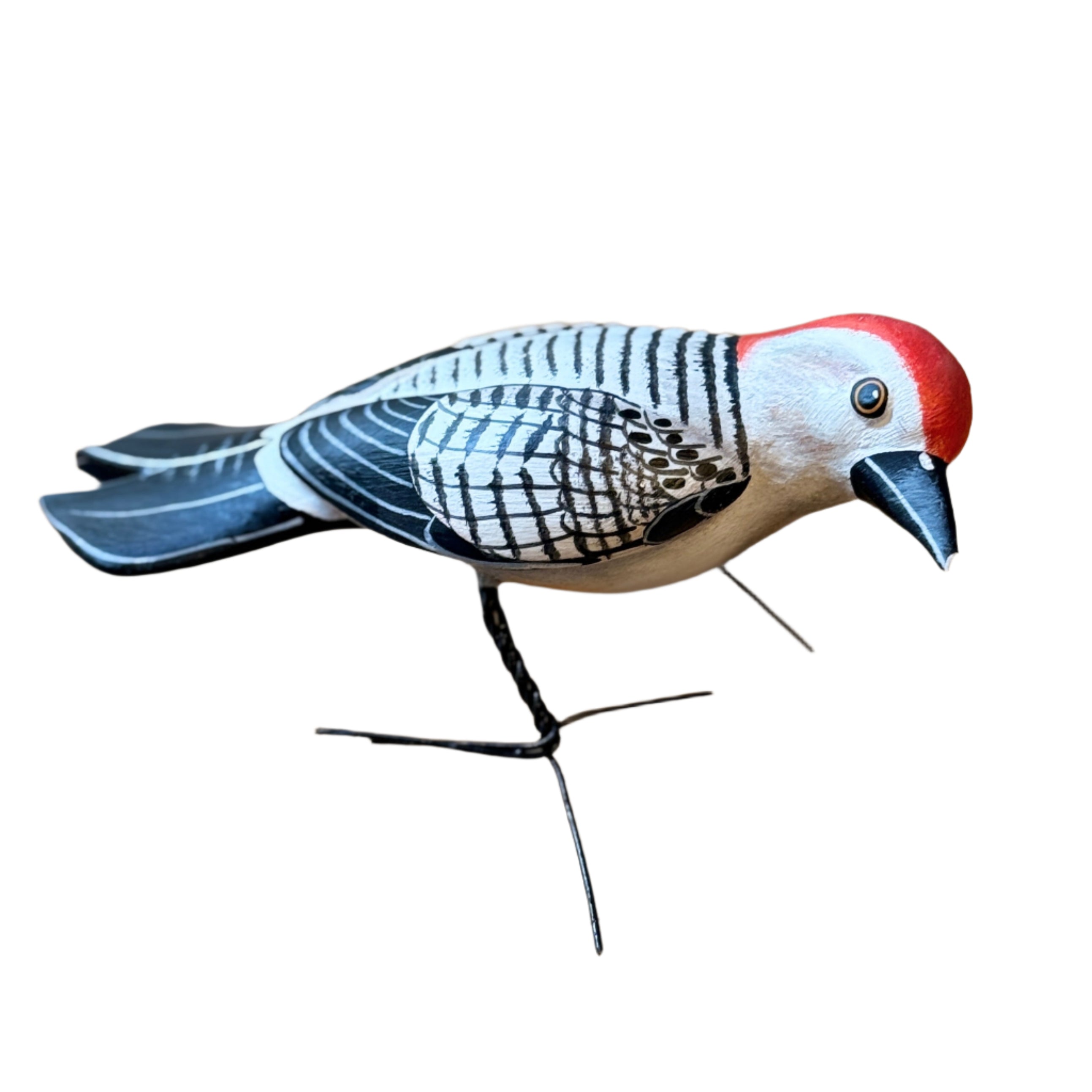 Redbellied Woodpecker Painted Ceramic Bird Guatemala