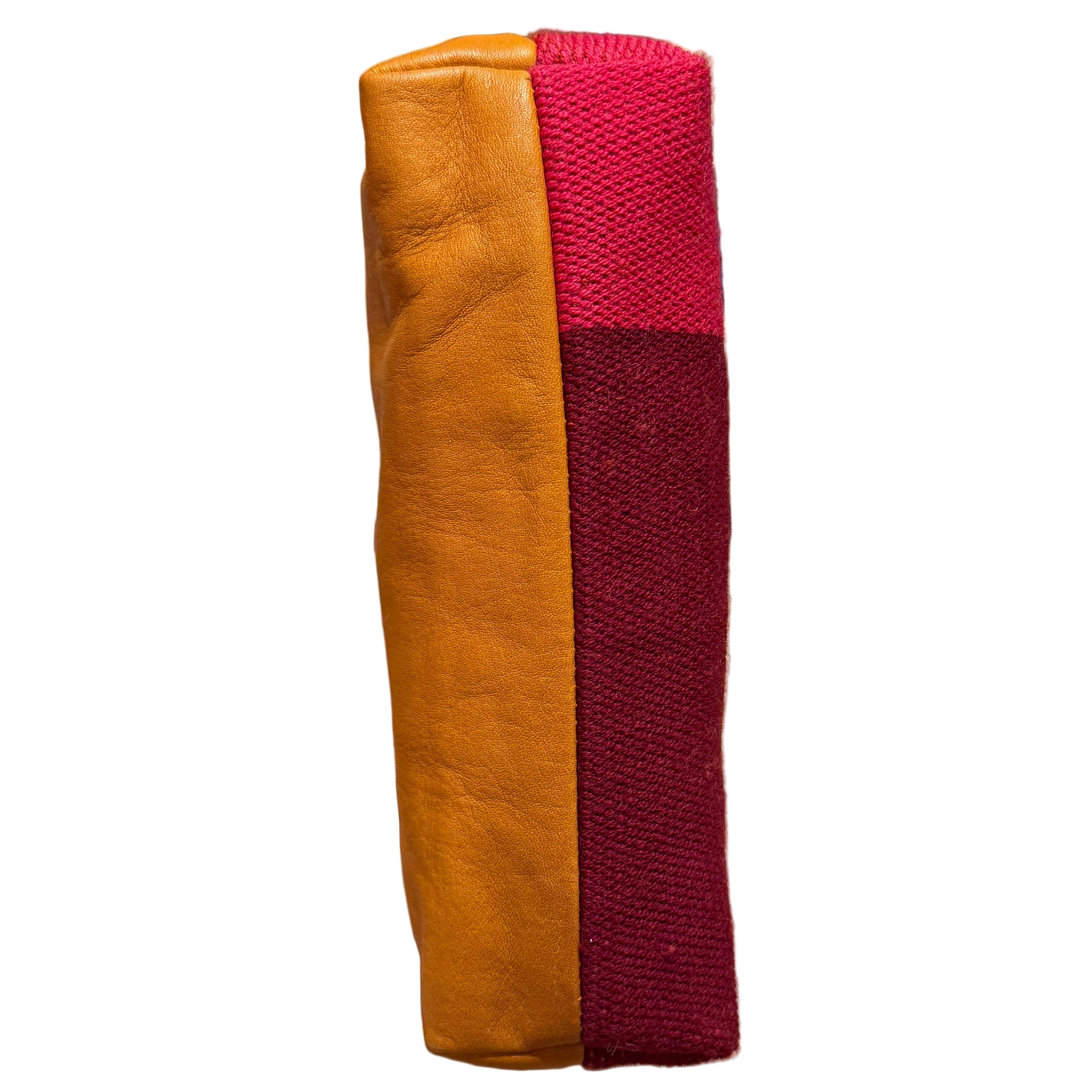 Handmade Woven Leather Magenta Cosmetic Bag Peru