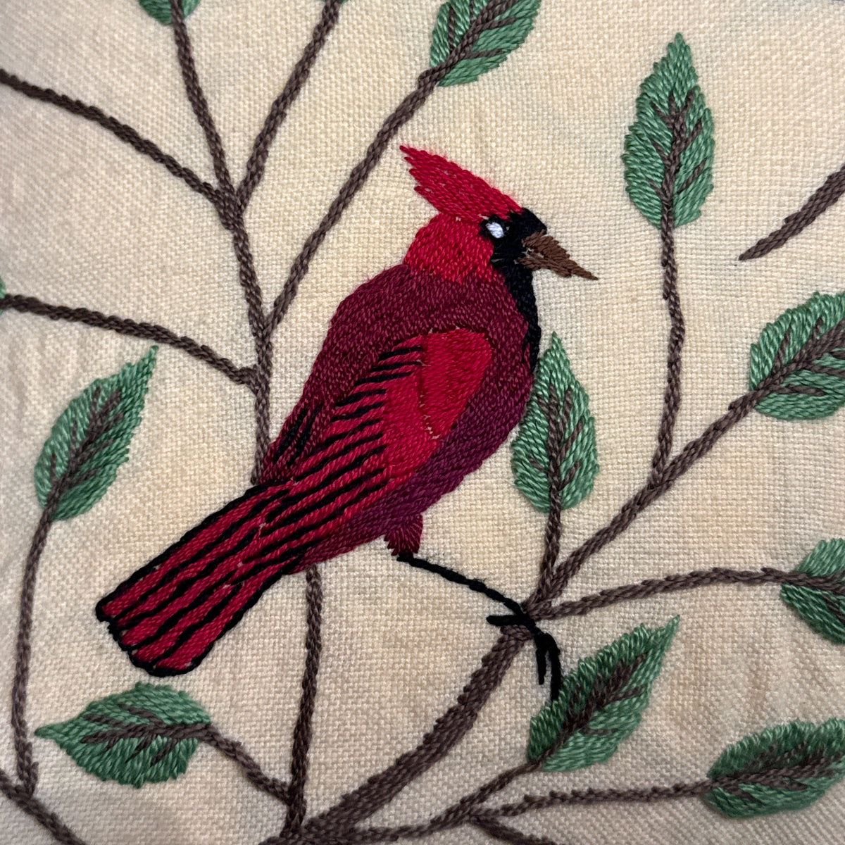Embroidered Butter Northern Bird Pillow Guatemala (18 x 18)