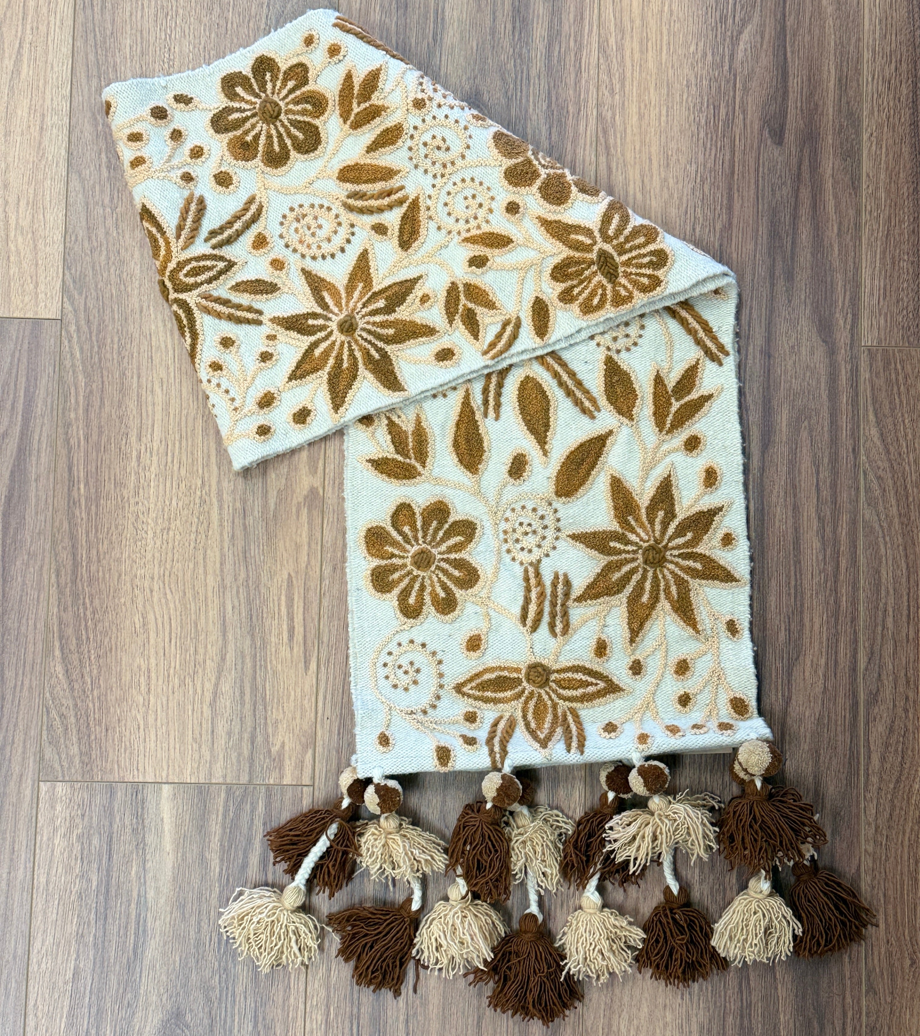 Embroidered Fall Wool Table Runner Peru