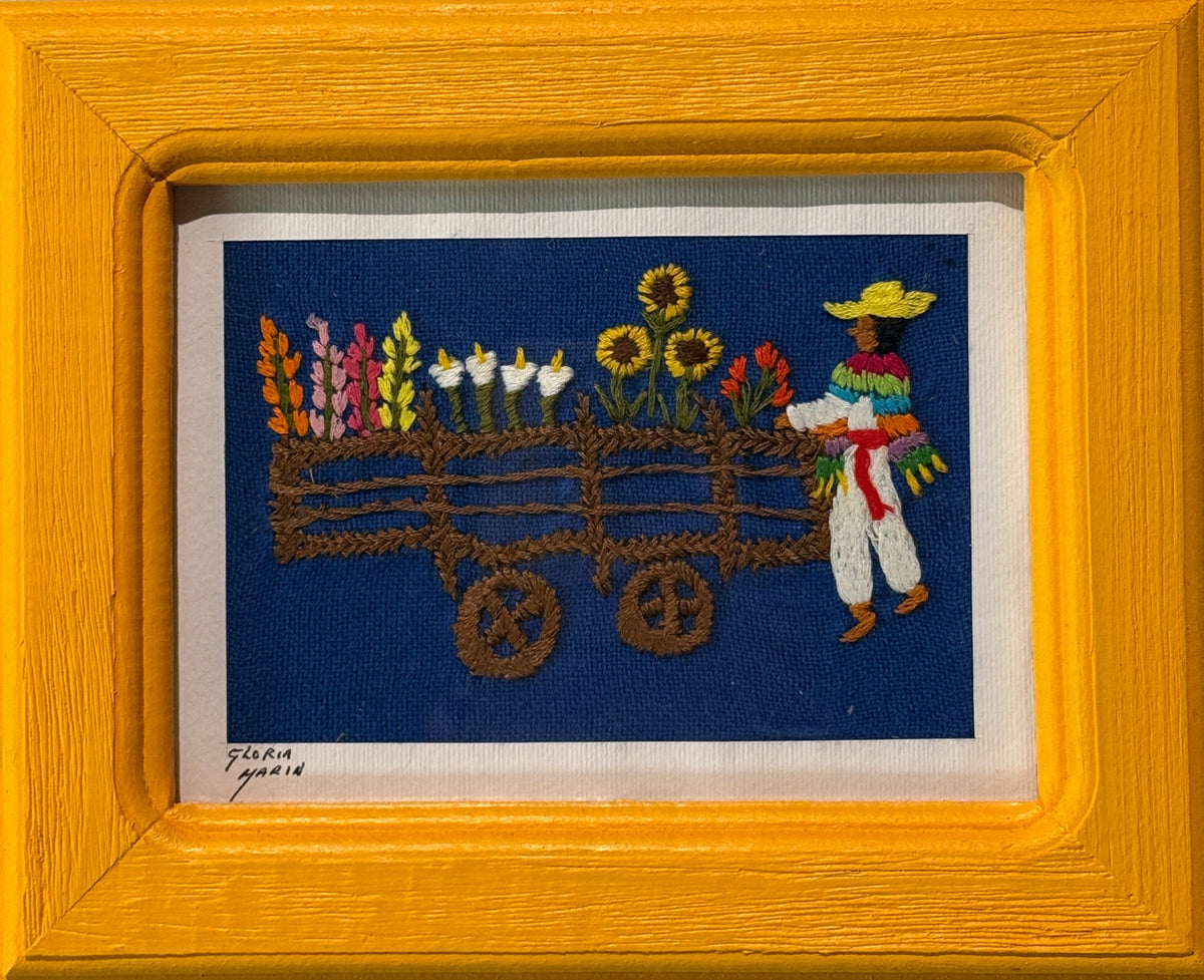 Embroidered Flower Wagon Frame Mexico