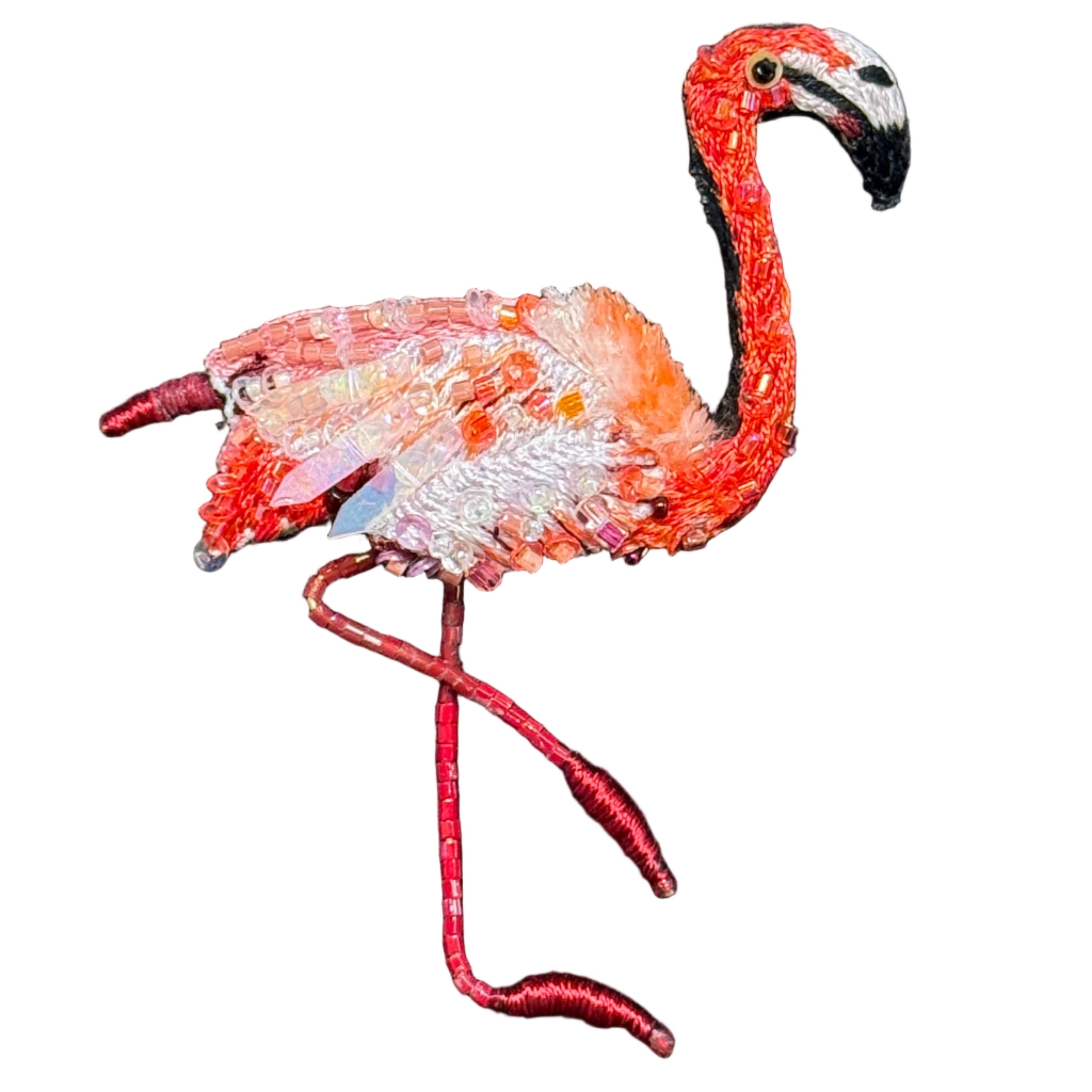 Embroidered Brooch - Flamingo India