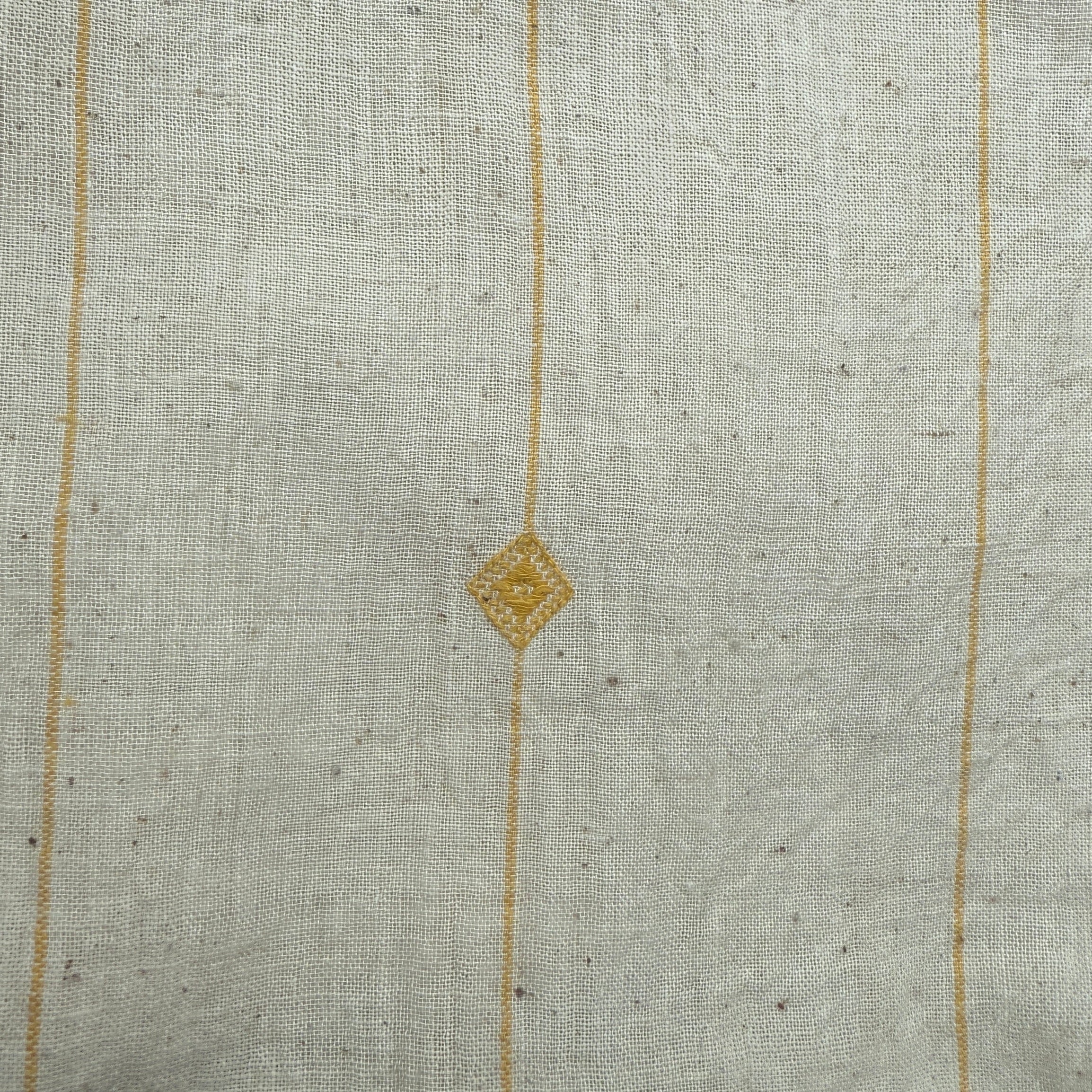 Handwoven Organic Cotton With Inlay Cafe Curtain White/Gold India
