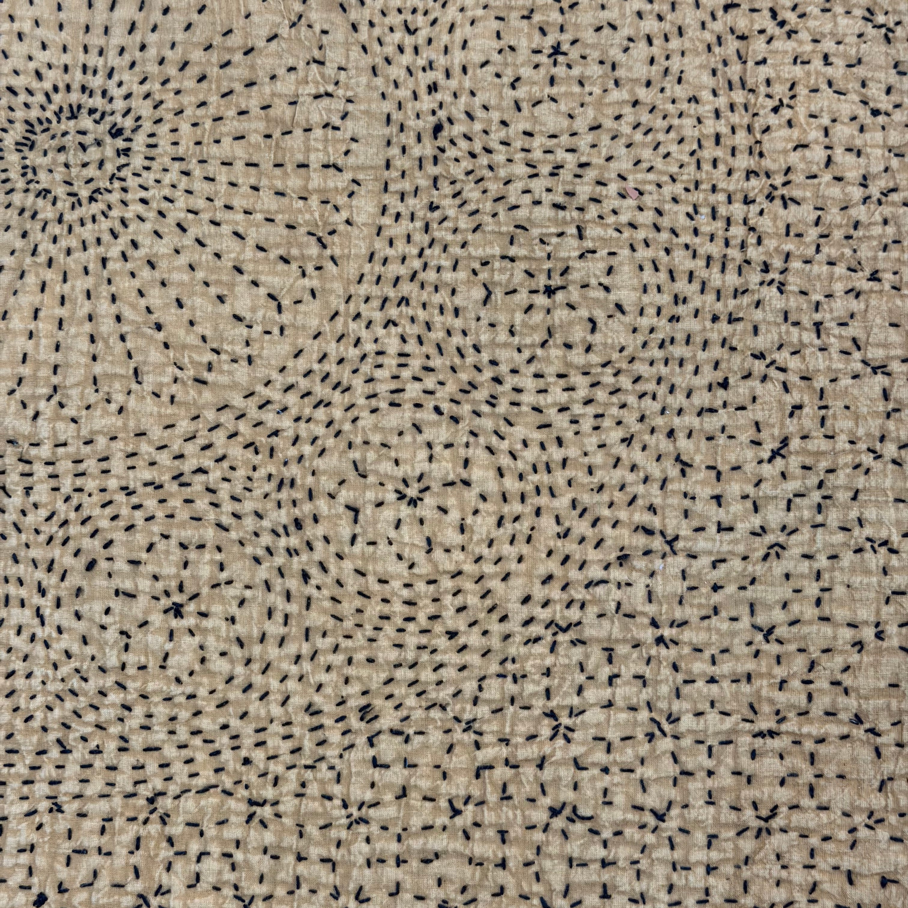 Hand Stitched Warm Sand Cotton Queen Quilt India