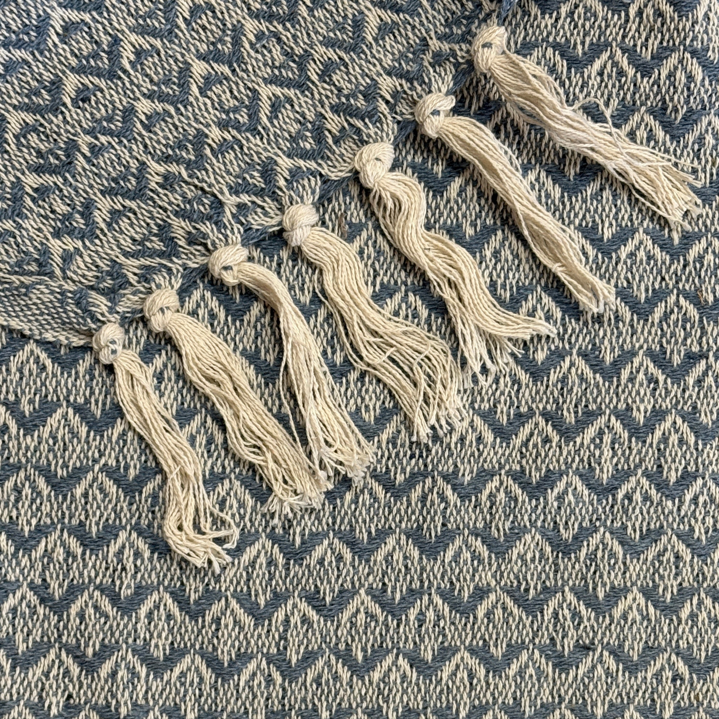 Handwoven Recycled Cotton Blue Throw India