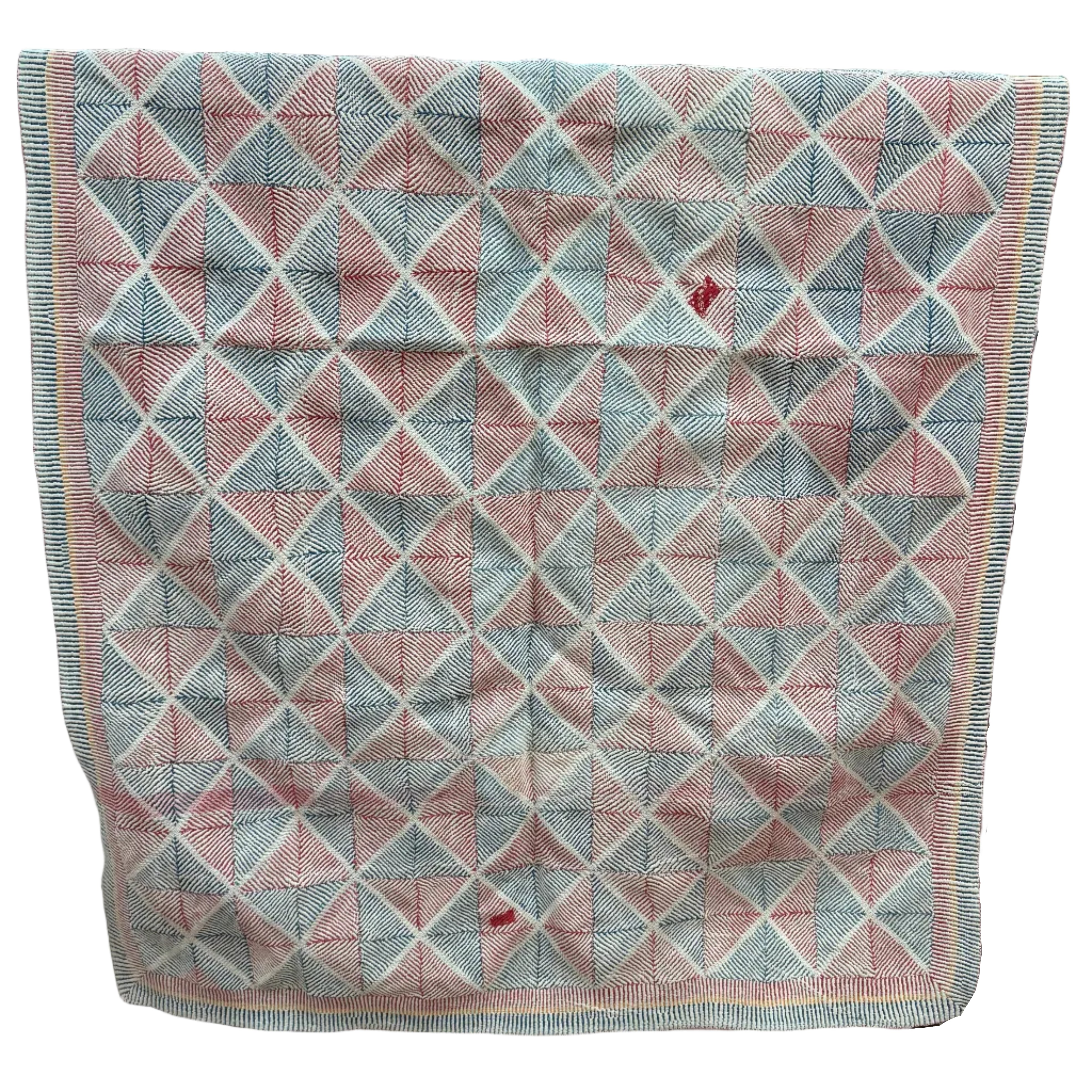 Handmade Diamond Kantha Collectors Vintage Quilt India