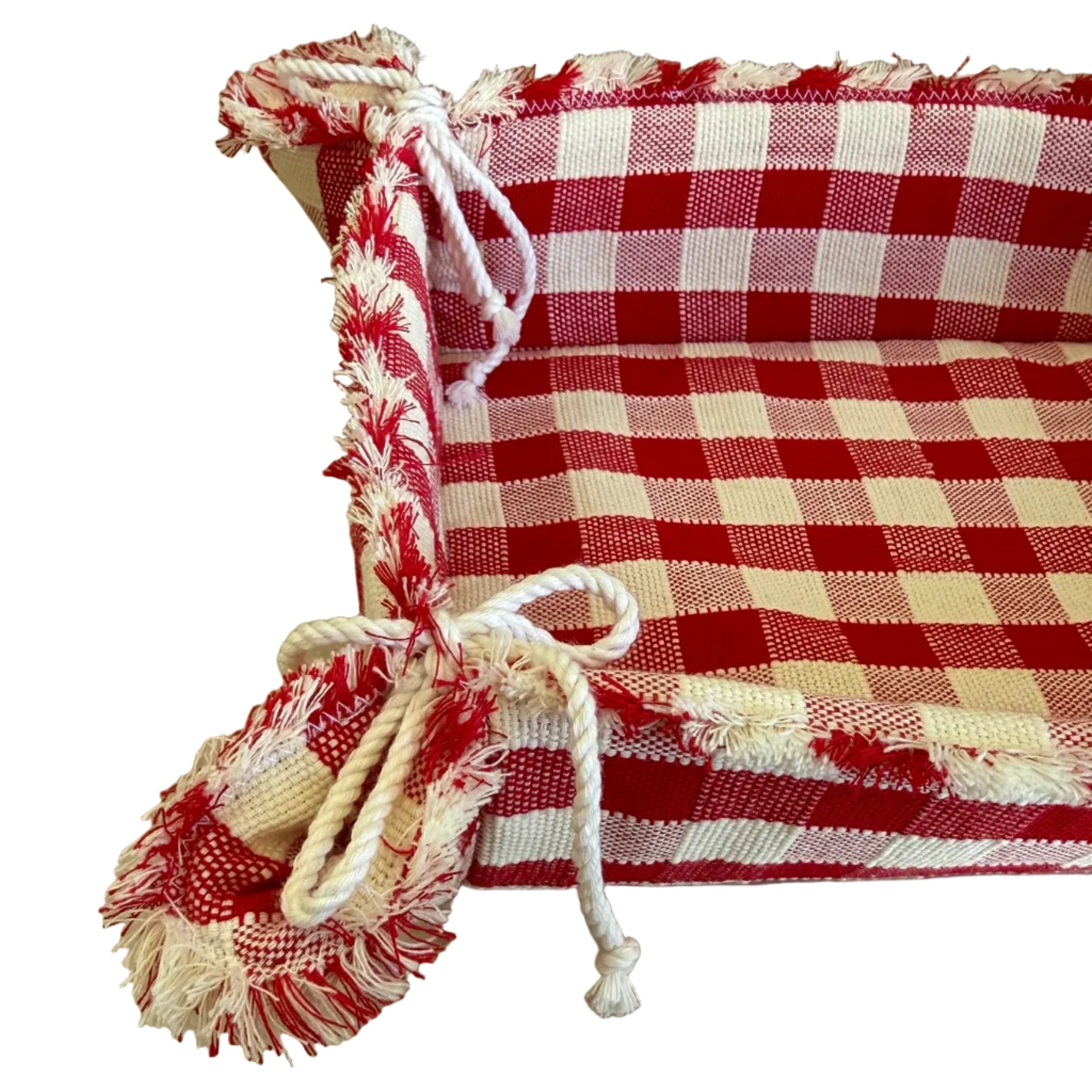 Handwoven Red Cotton Bread Basket Mexico