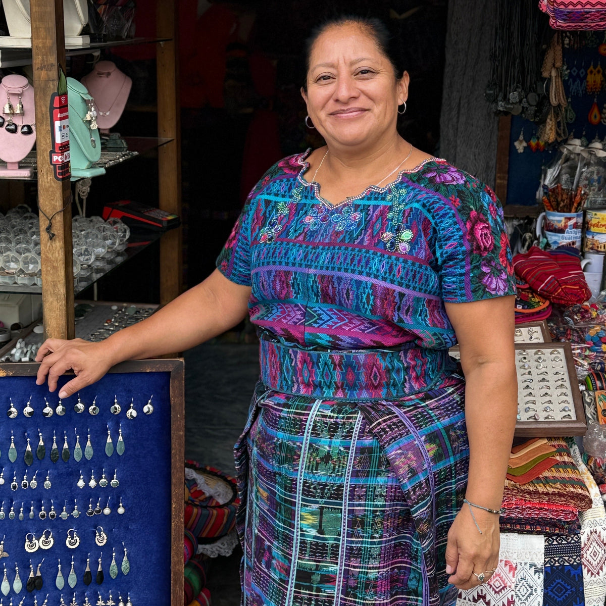 Handmade Large Hoop Silver Earrings Guatemala